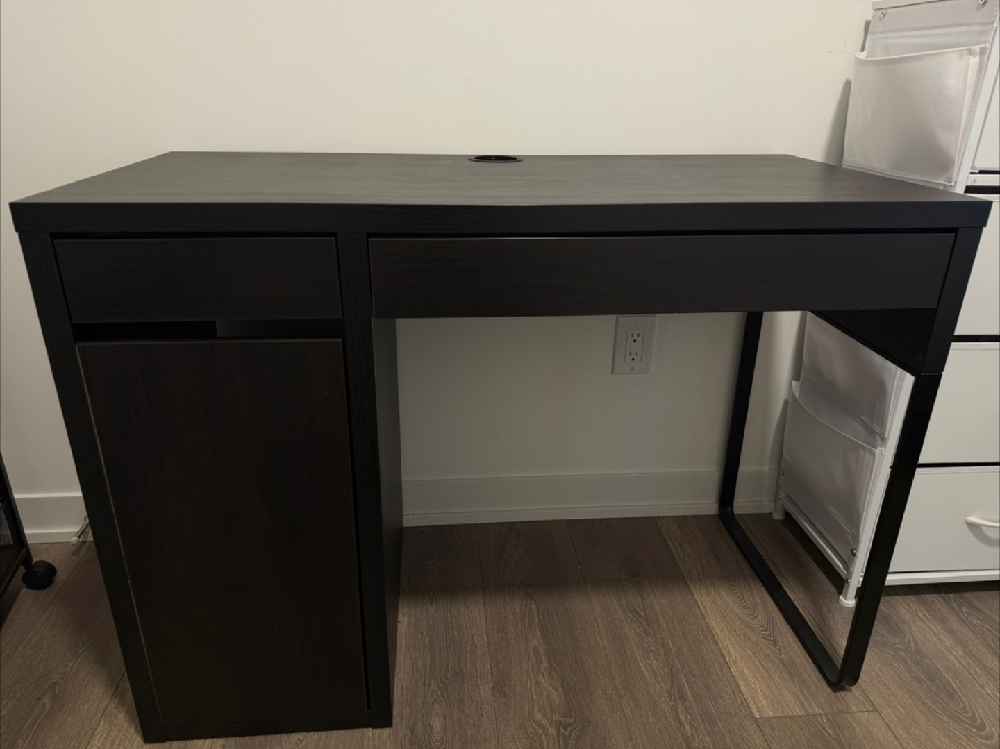 IKEA Micke Black-Brown Desk with Drawers and Cabinet