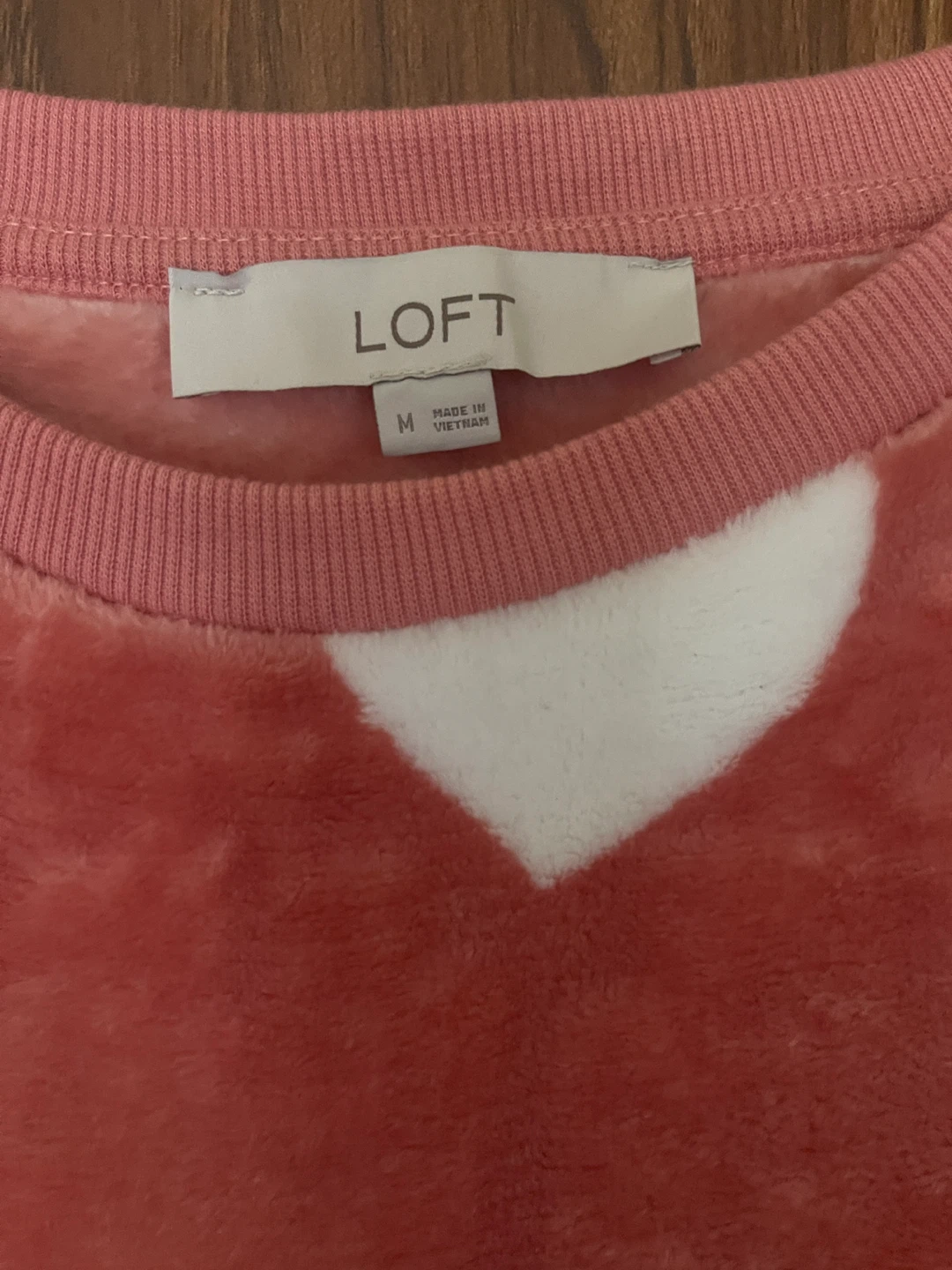 LOFT Pink Heart Plush Sweatshirt Size M - photo 2