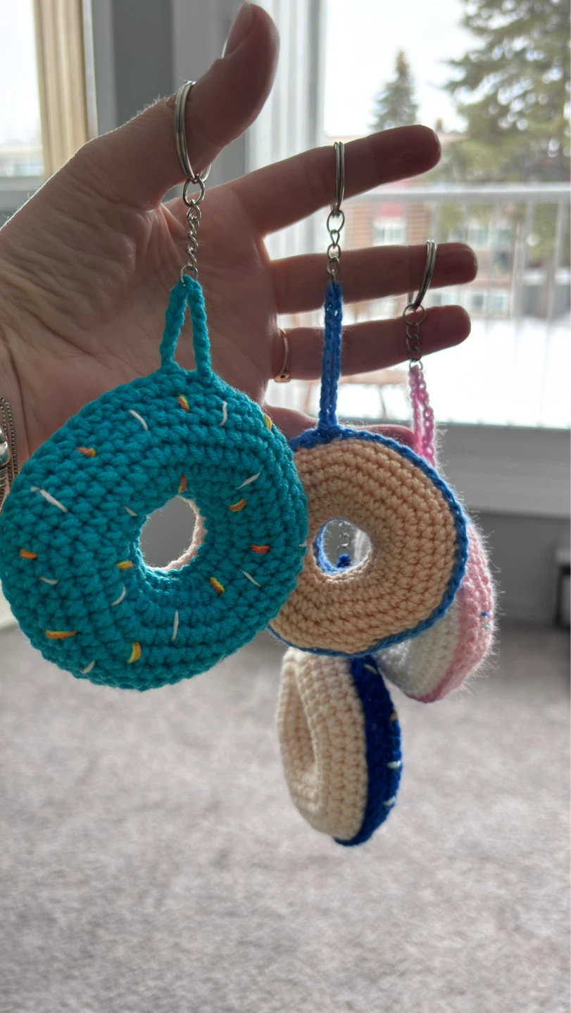 Crocheted Donut Keychains (Set of 5)