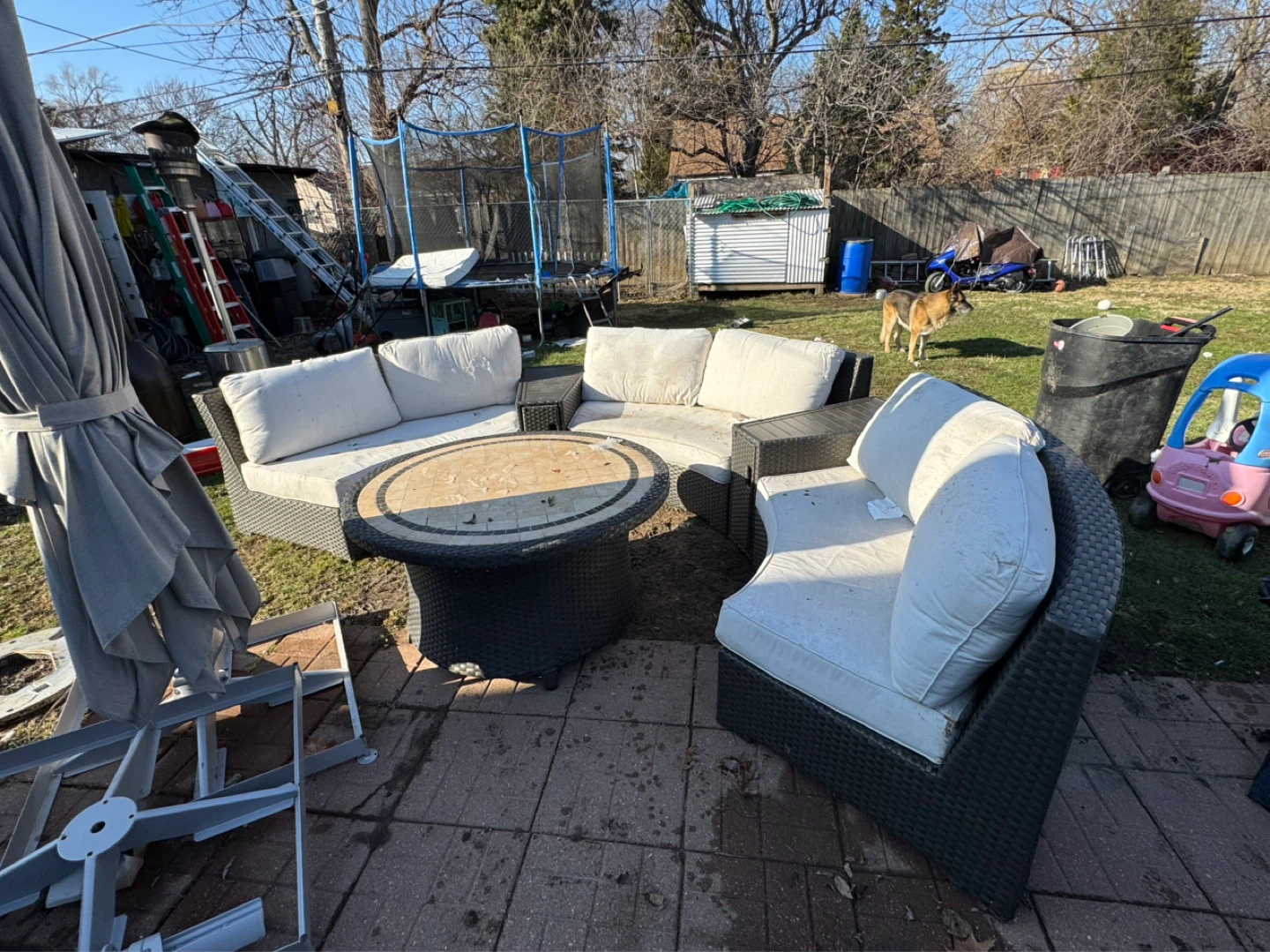 Wicker Outdoor Patio Furniture Set with Fire Pit Table - photo 2