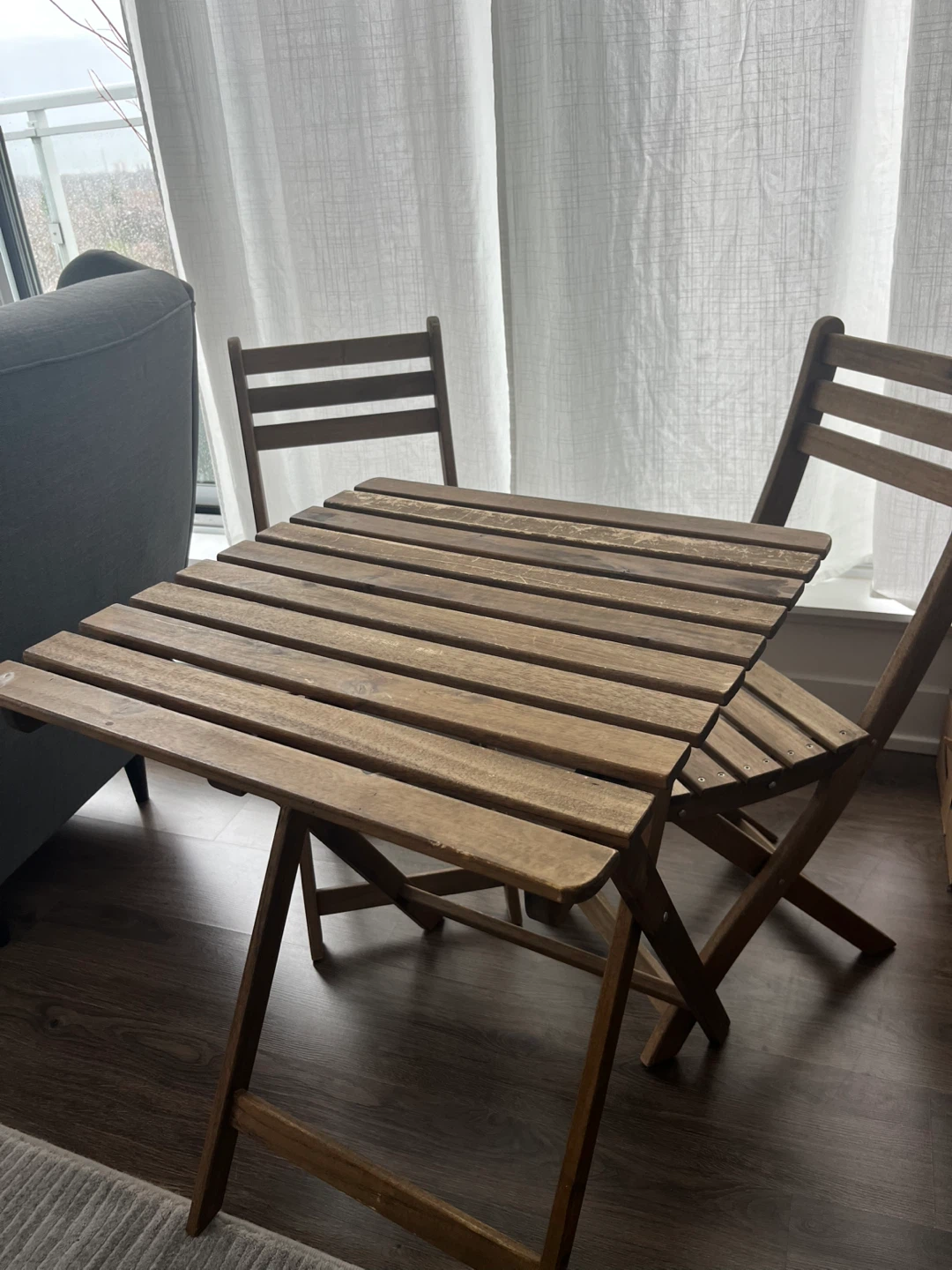 Ikea Wooden Folding Bistro Set - Table and 2 Chairs - photo 2