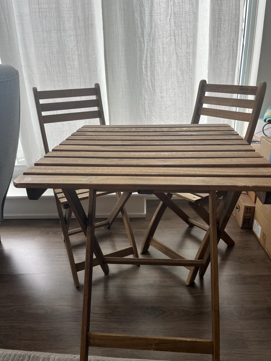 Ikea Wooden Folding Bistro Set - Table and 2 Chairs - photo 4