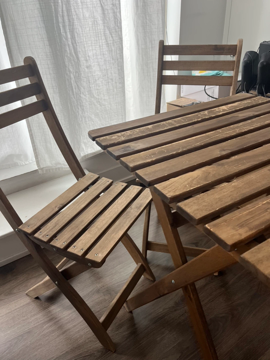 Ikea Wooden Folding Bistro Set - Table and 2 Chairs