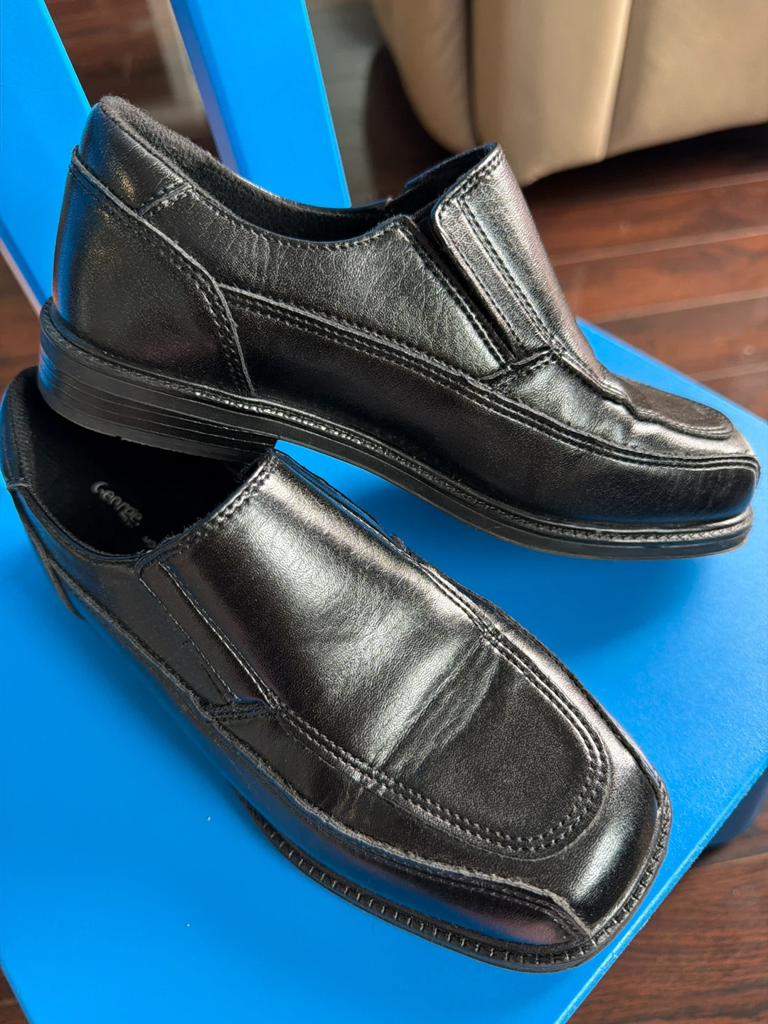 George Black Leather Slip-On Shoes