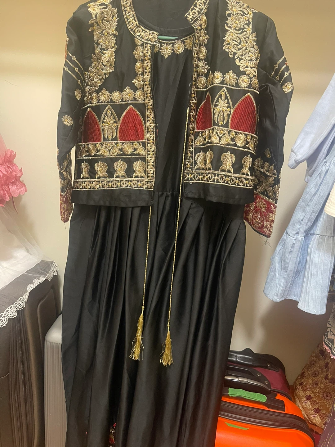 Black Embroidered Dress with Jacket Set - photo 2
