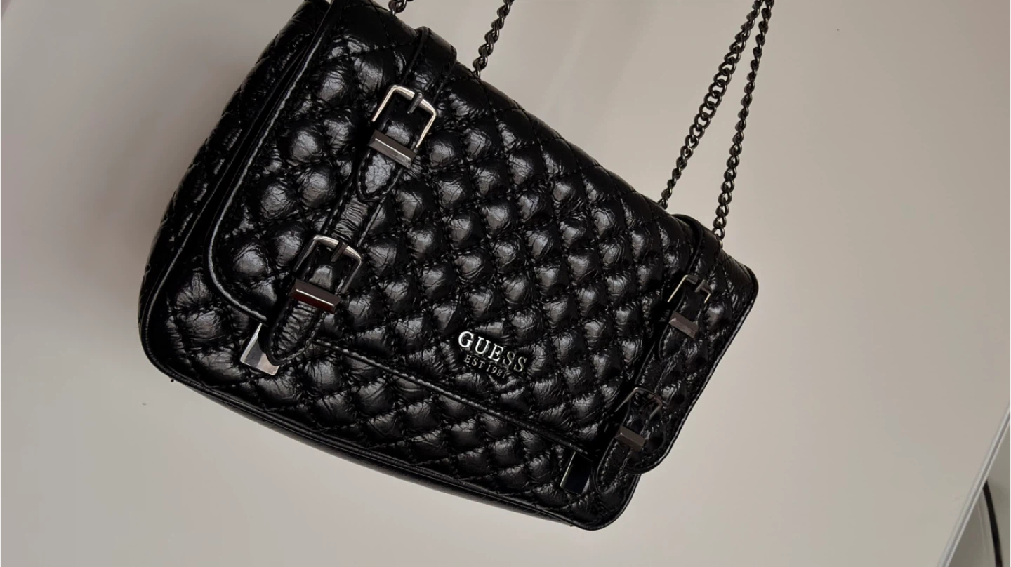 Black Guess Quilted Shoulder Bag