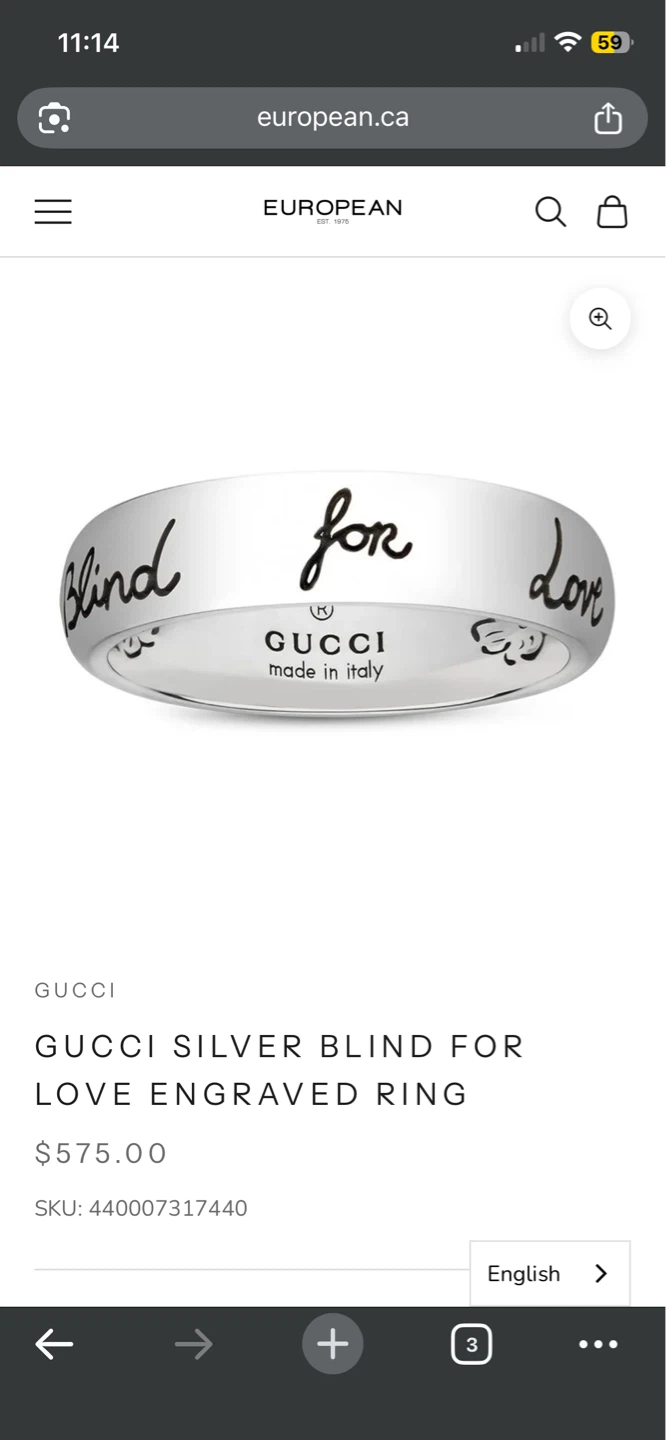 Gucci Silver Blind for Love Engraved Ring - photo 2