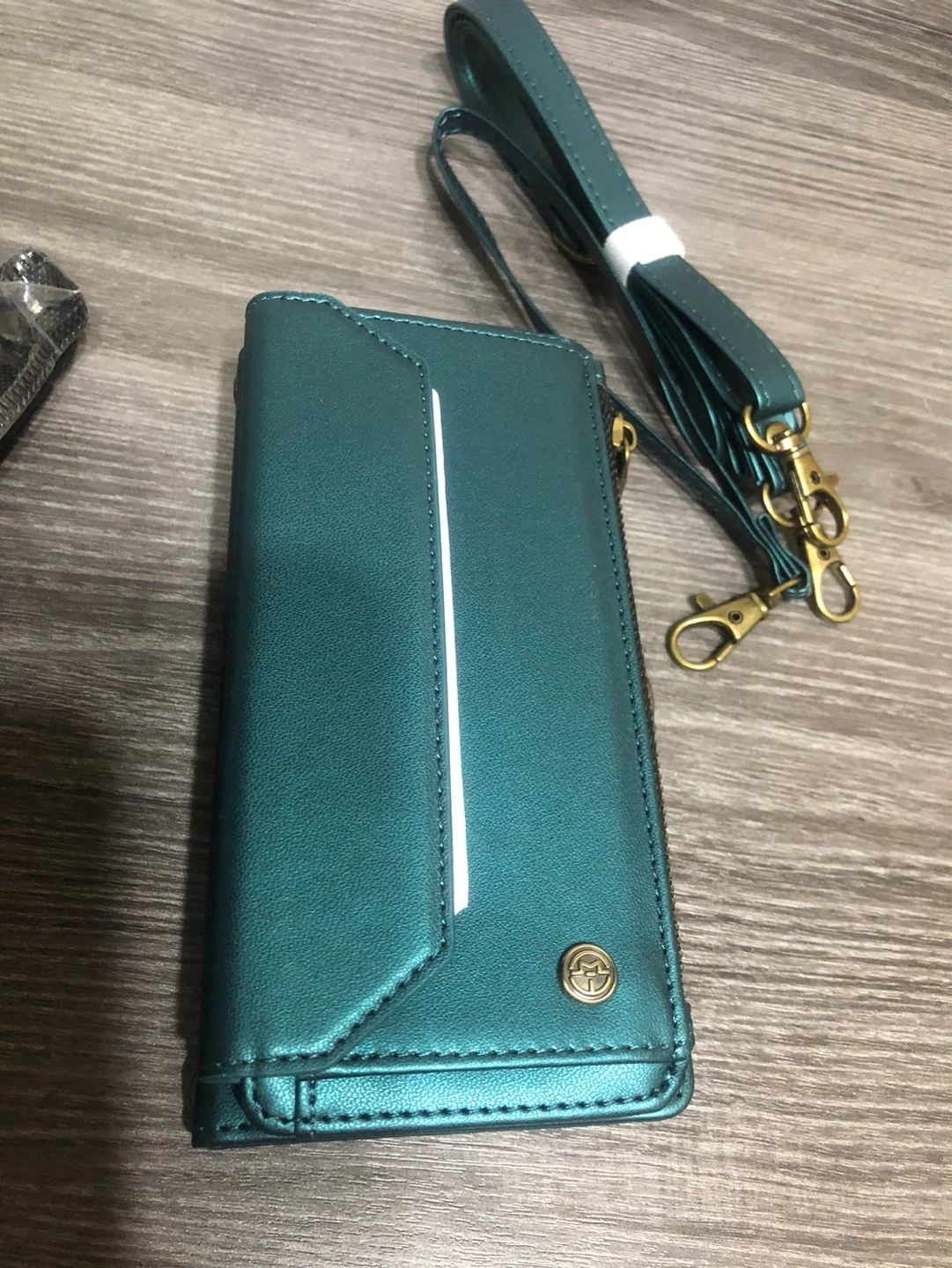 New-Caseme Teal Wallet Phone Case with Card Slots and Zipper