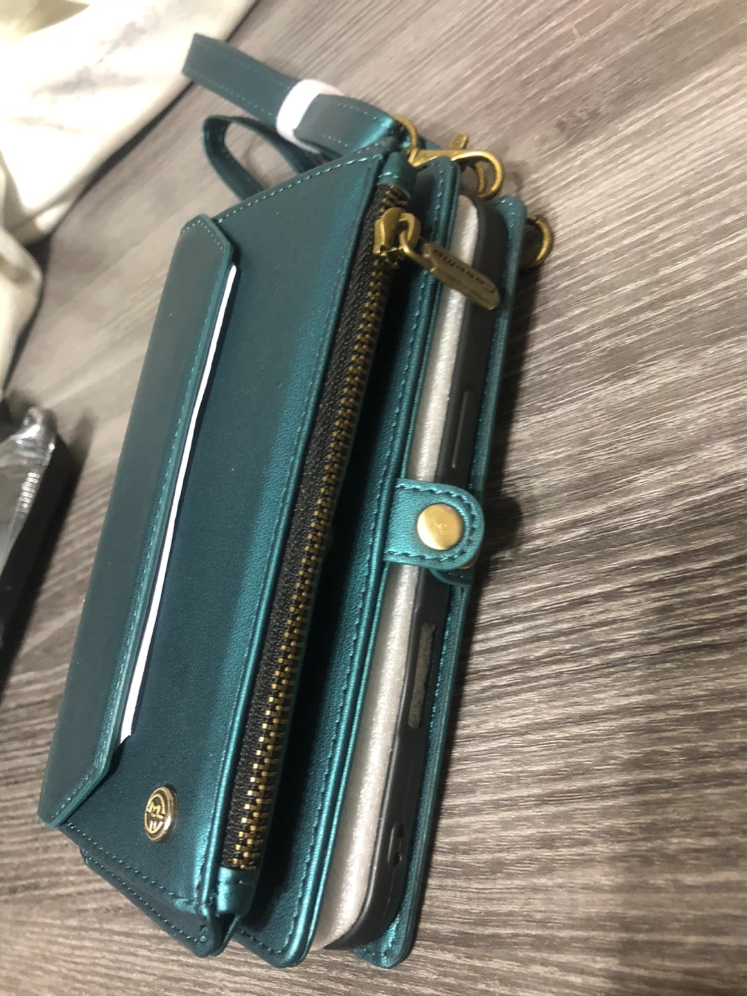 New-Caseme Teal Wallet Phone Case with Card Slots and Zipper - photo 3