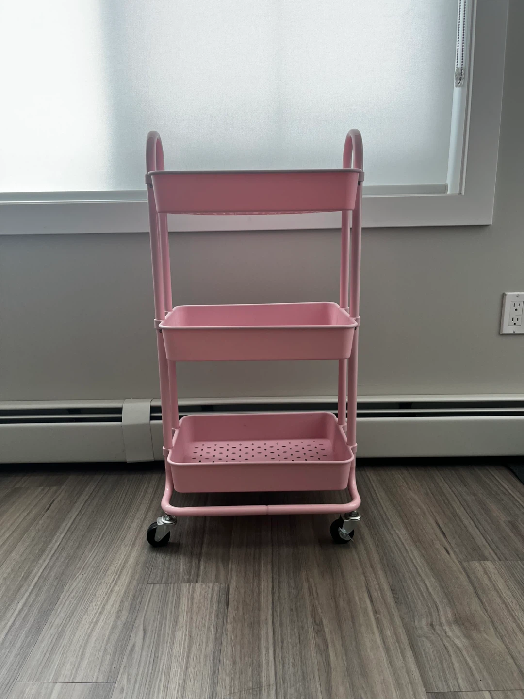 Pink 3-Tier Rolling Cart