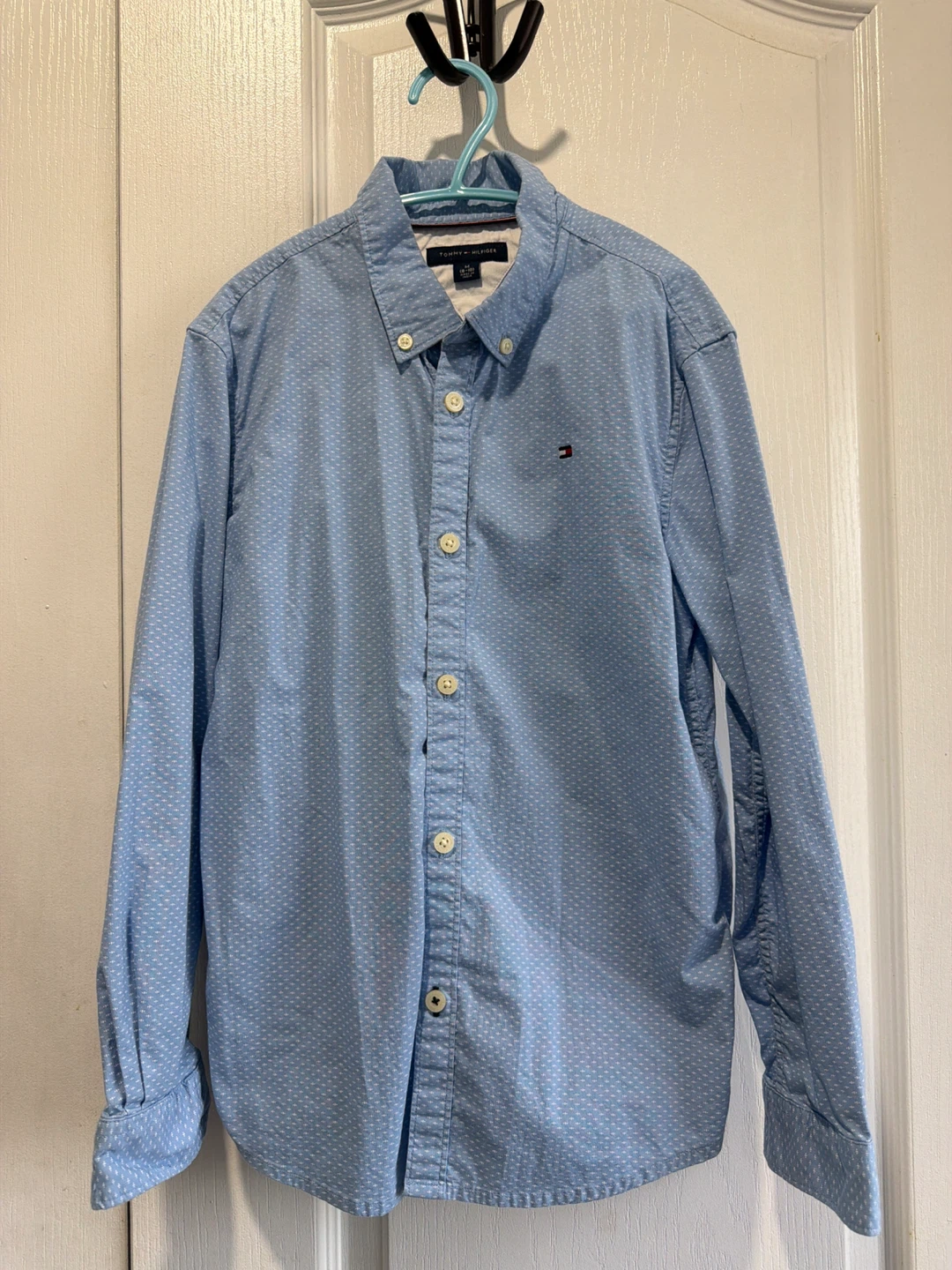 Tommy Hilfiger Boys Blue Dotted Button-Up Shirt