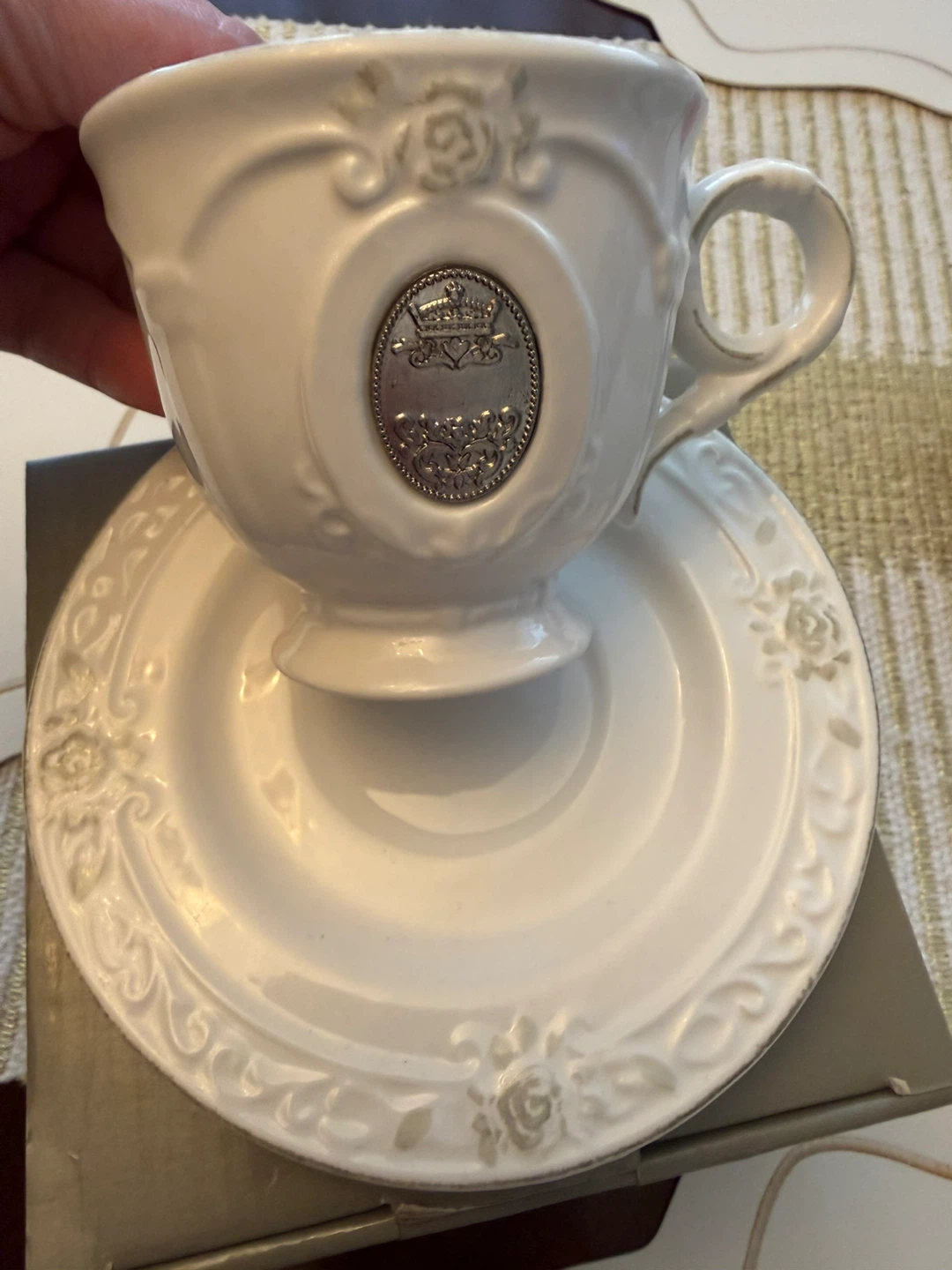 Bombay White Ceramic Cup and Saucer Set - photo 3