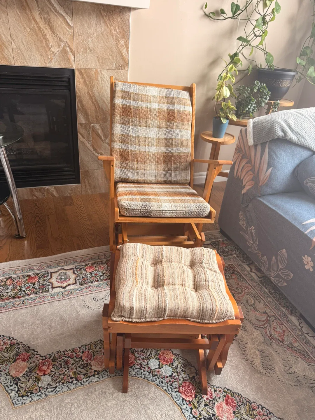Wooden Glider Chair and Ottoman Set - photo 2
