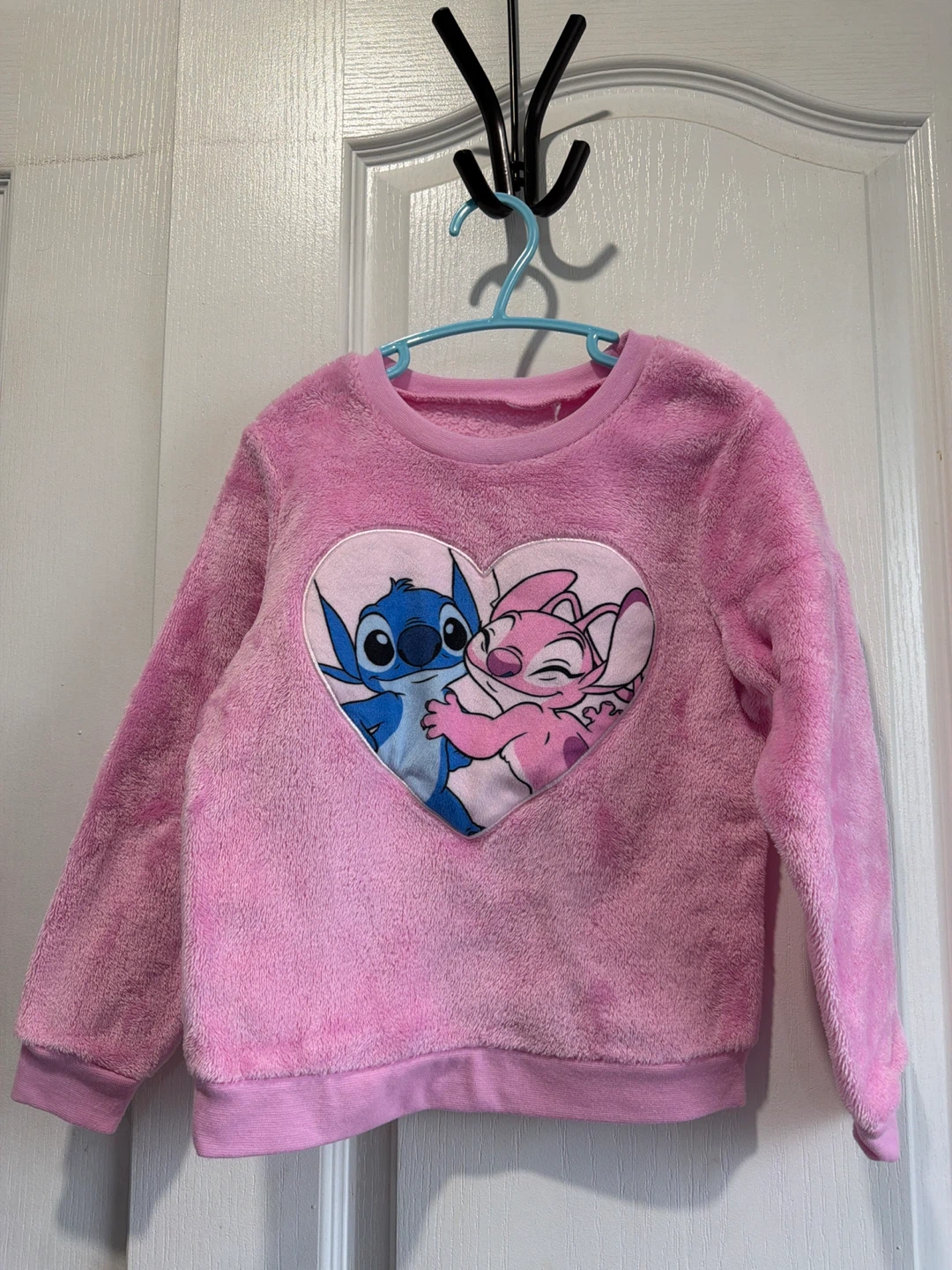Girls Pink Stitch & Angel Fleece Sweater