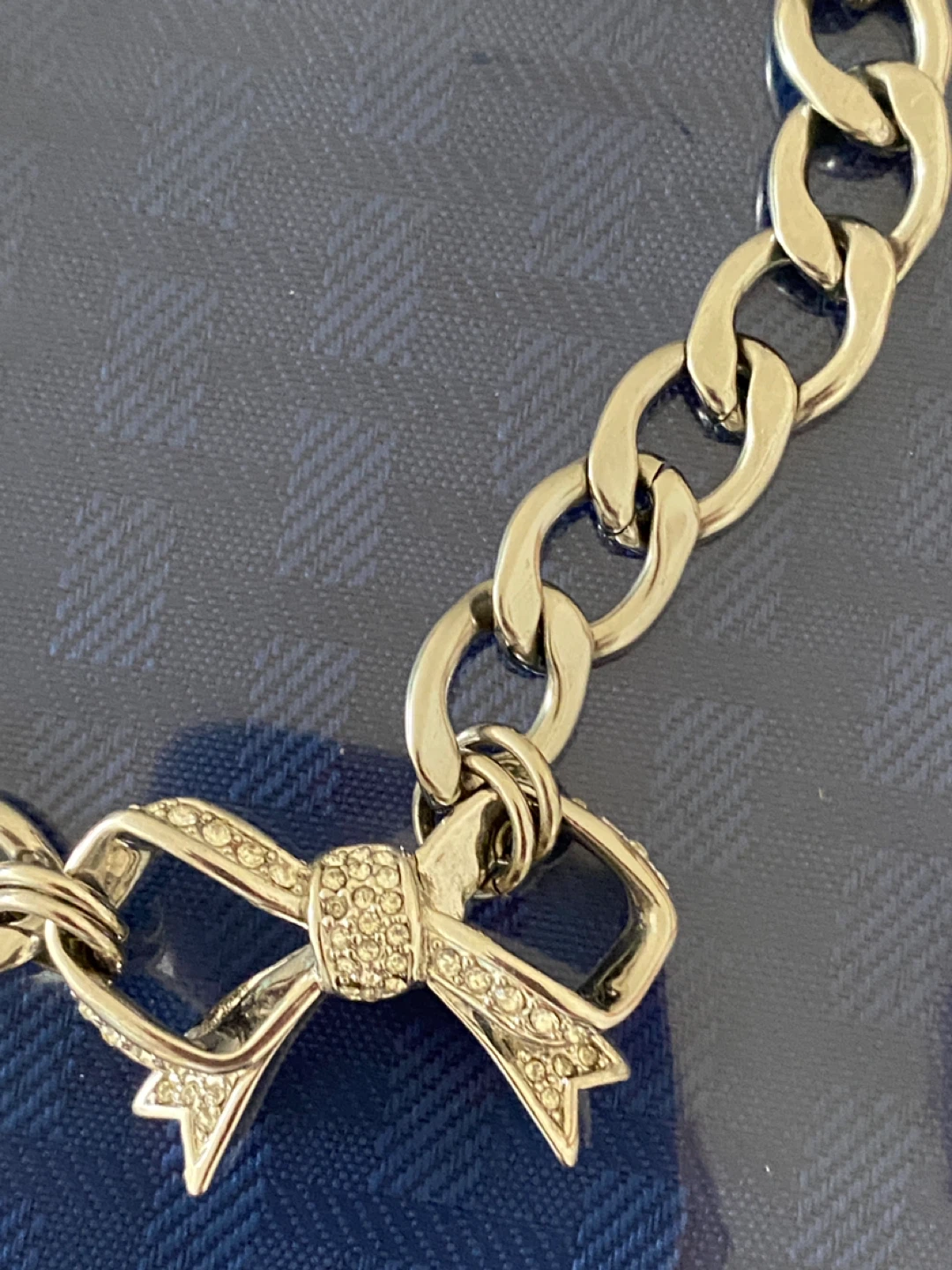 Vintage Juicy Couture Silver Tone Chain Necklace with Bow Charm - photo 3