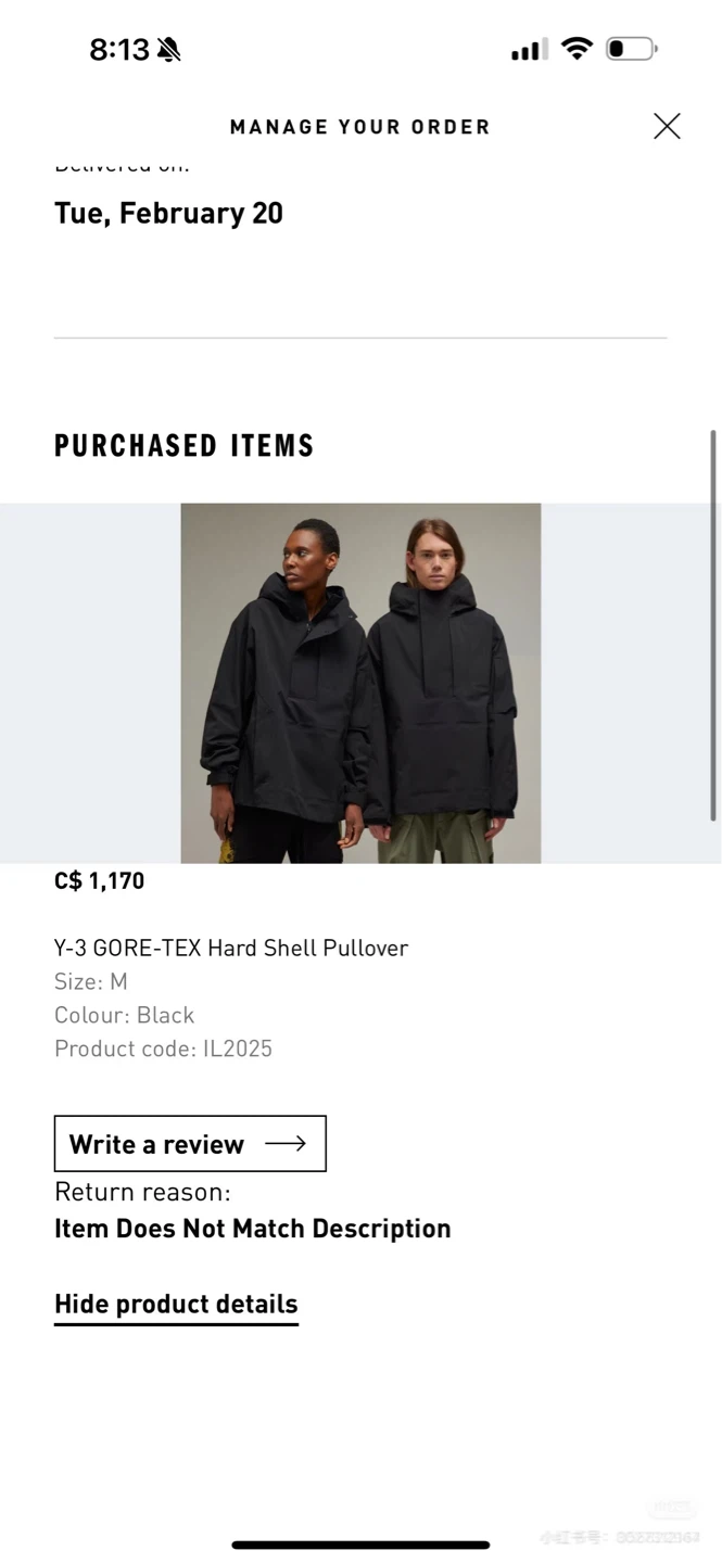 Y-3 GORE-TEX Hard Shell Pullover Jacket - Black, Size M