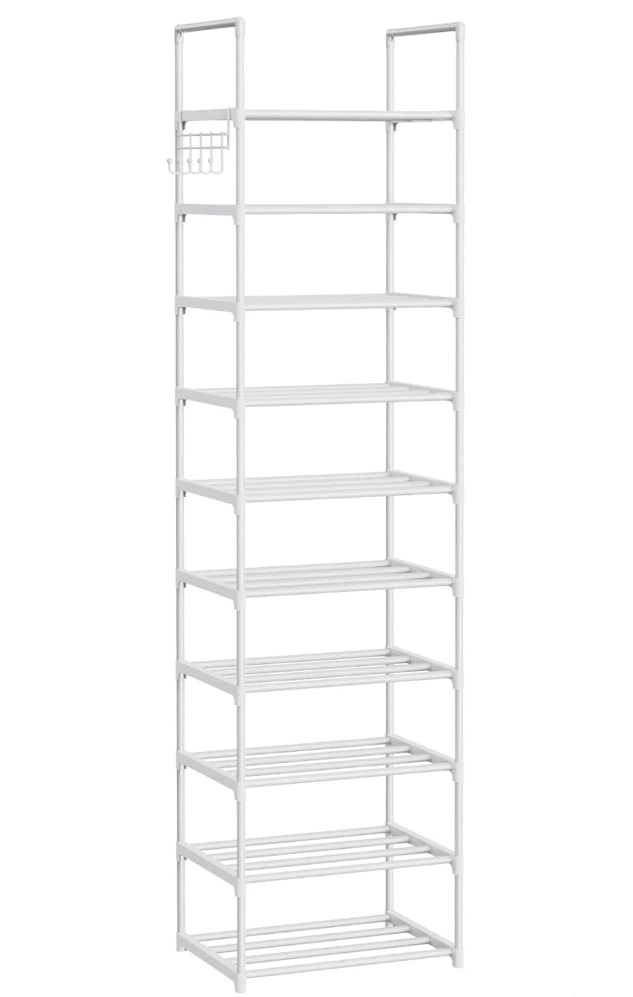 10-Tier White Shoe Rack Organizer