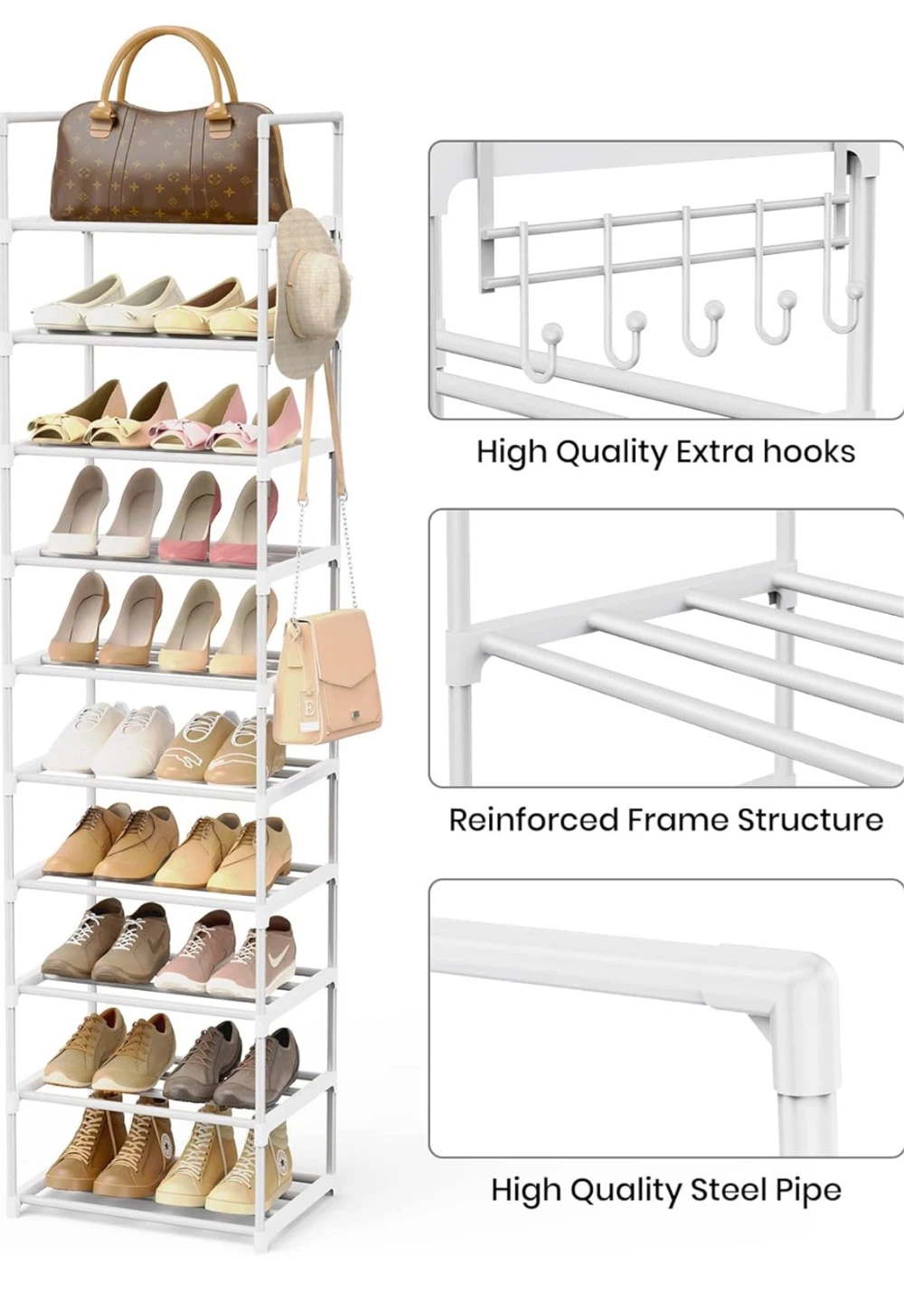 10-Tier White Shoe Rack Organizer - photo 4