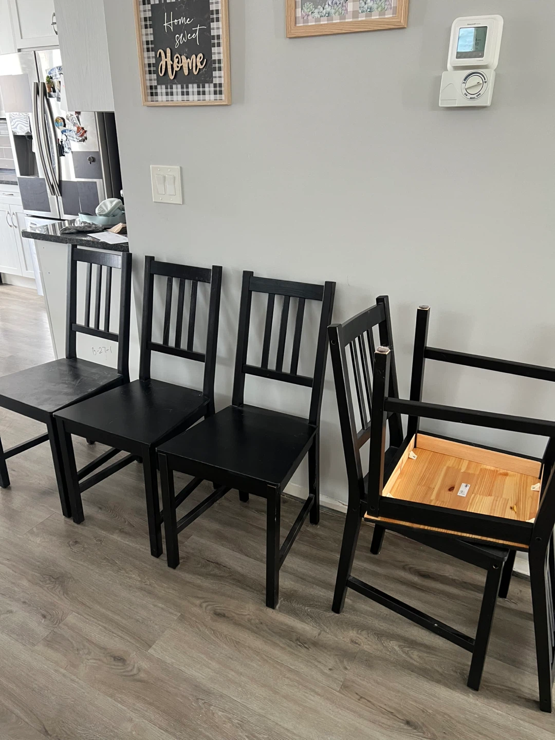 Black Wooden Dining Chairs (Set of 8)