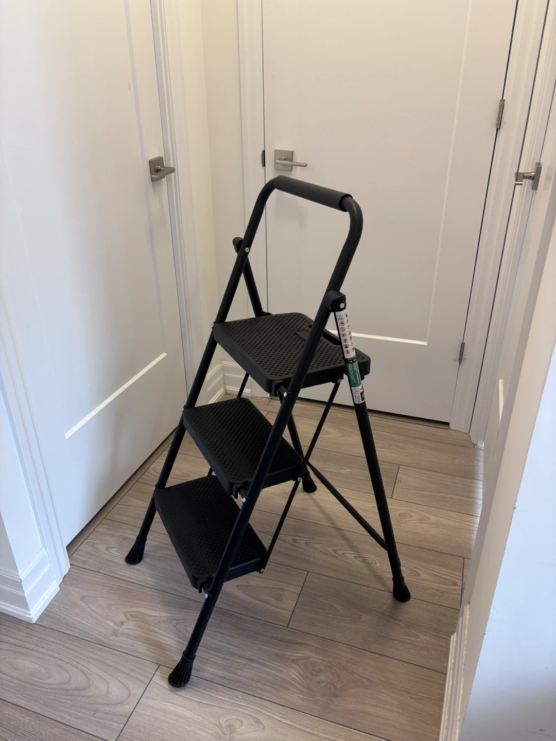 Black 3-Step Folding Step Stool