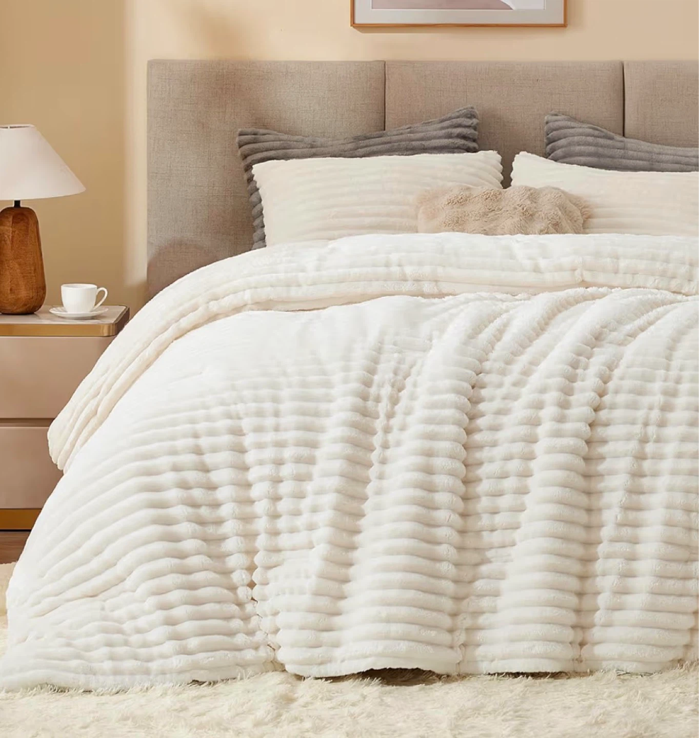 Queen Comforter Set_Cream White Bedding