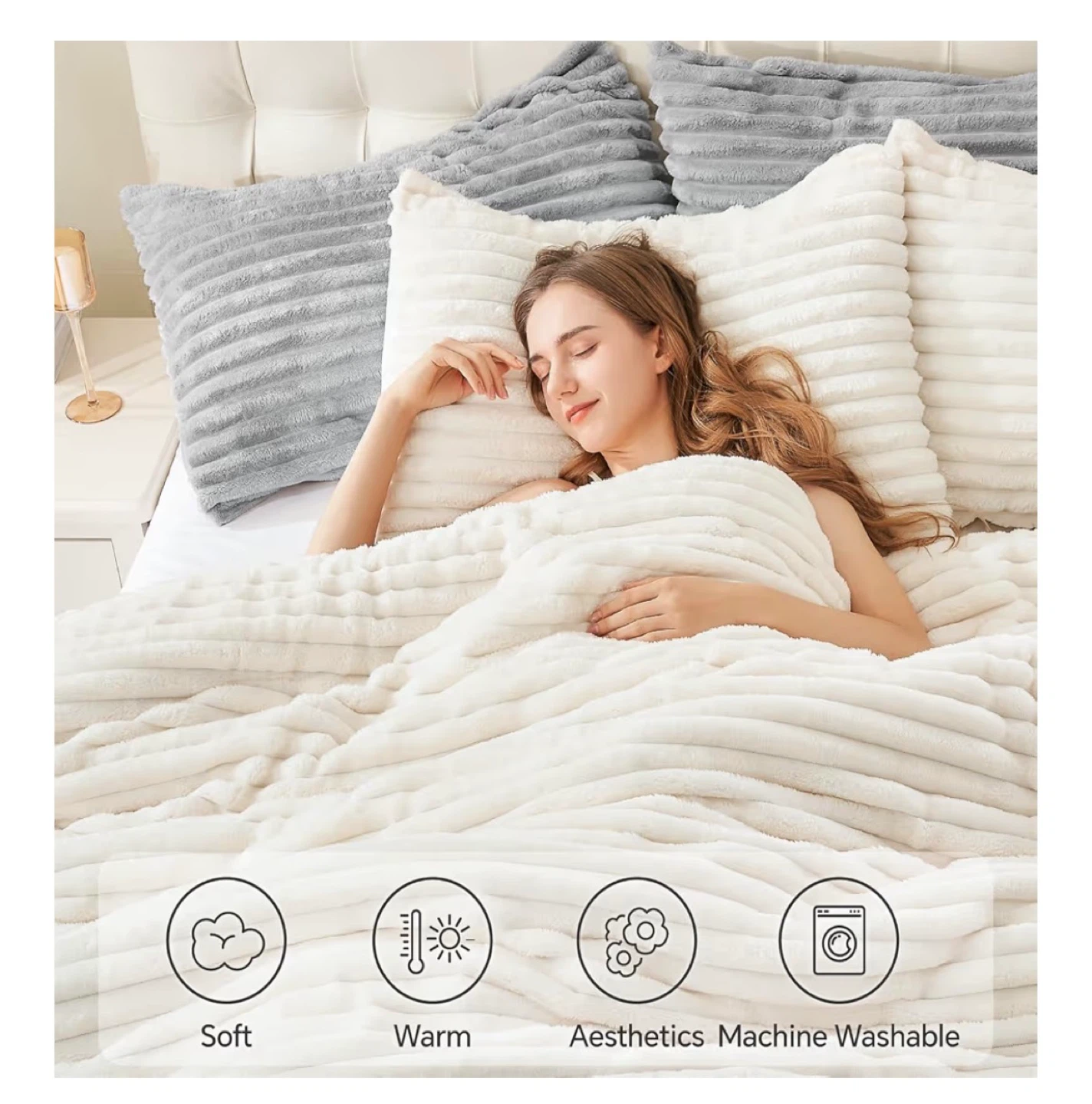 Queen Comforter Set_Cream White Bedding - photo 2