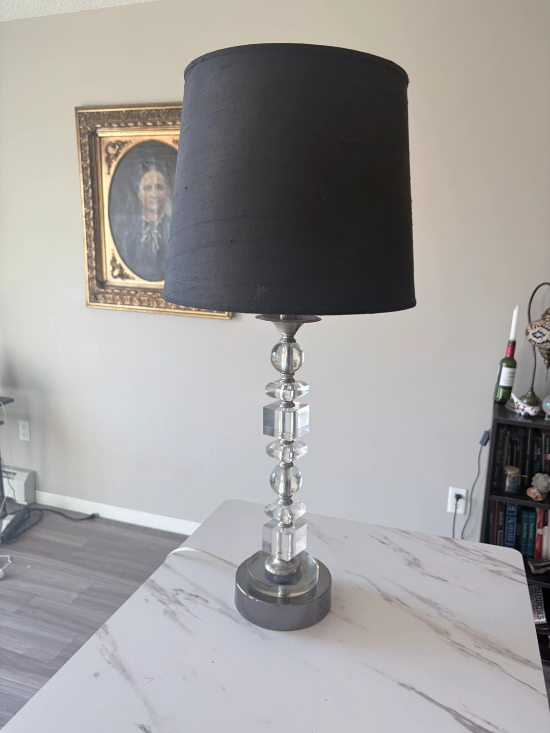 Crystal Accent Table Lamp with Black Shade - photo 3