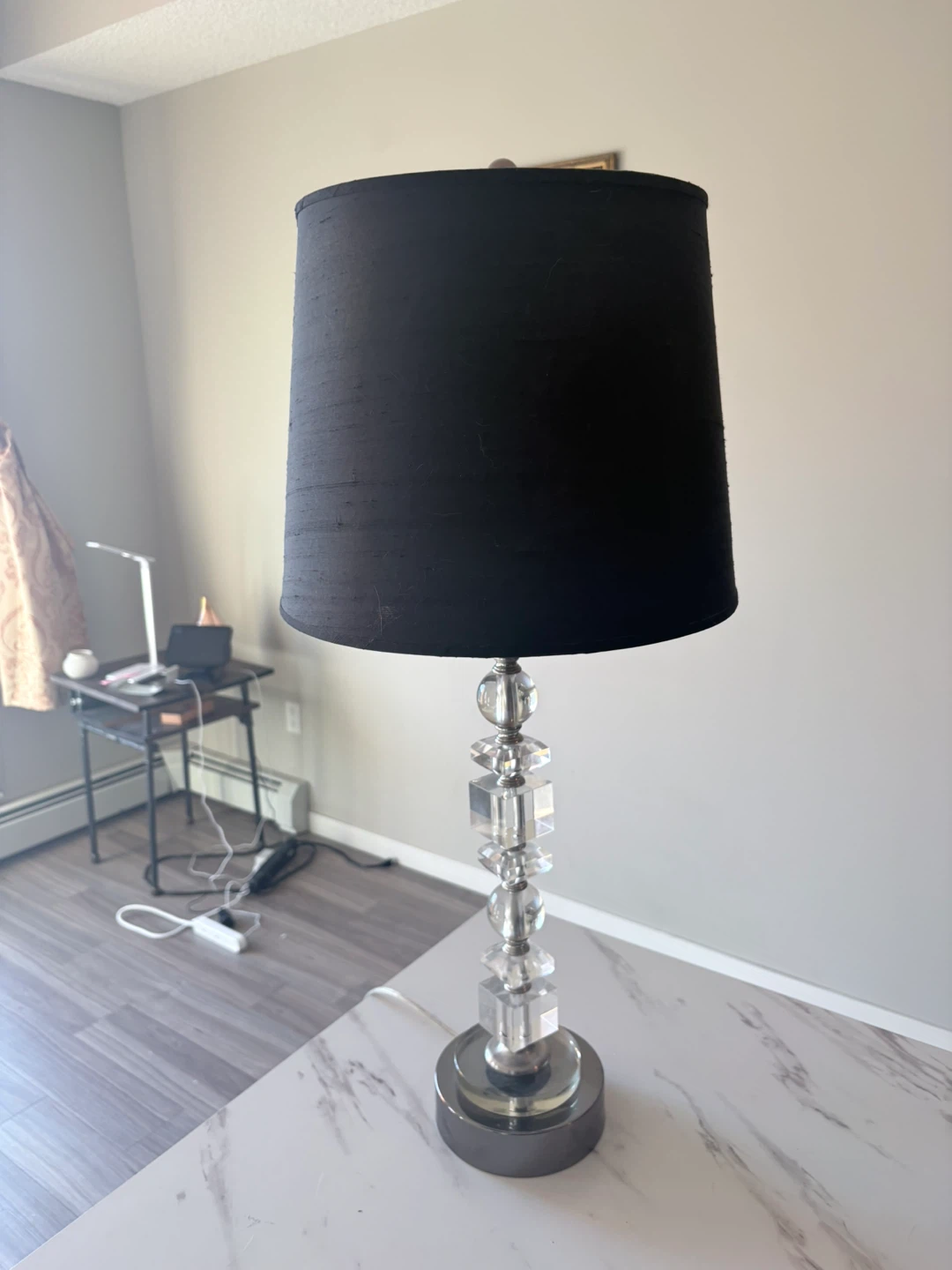 Crystal Accent Table Lamp with Black Shade