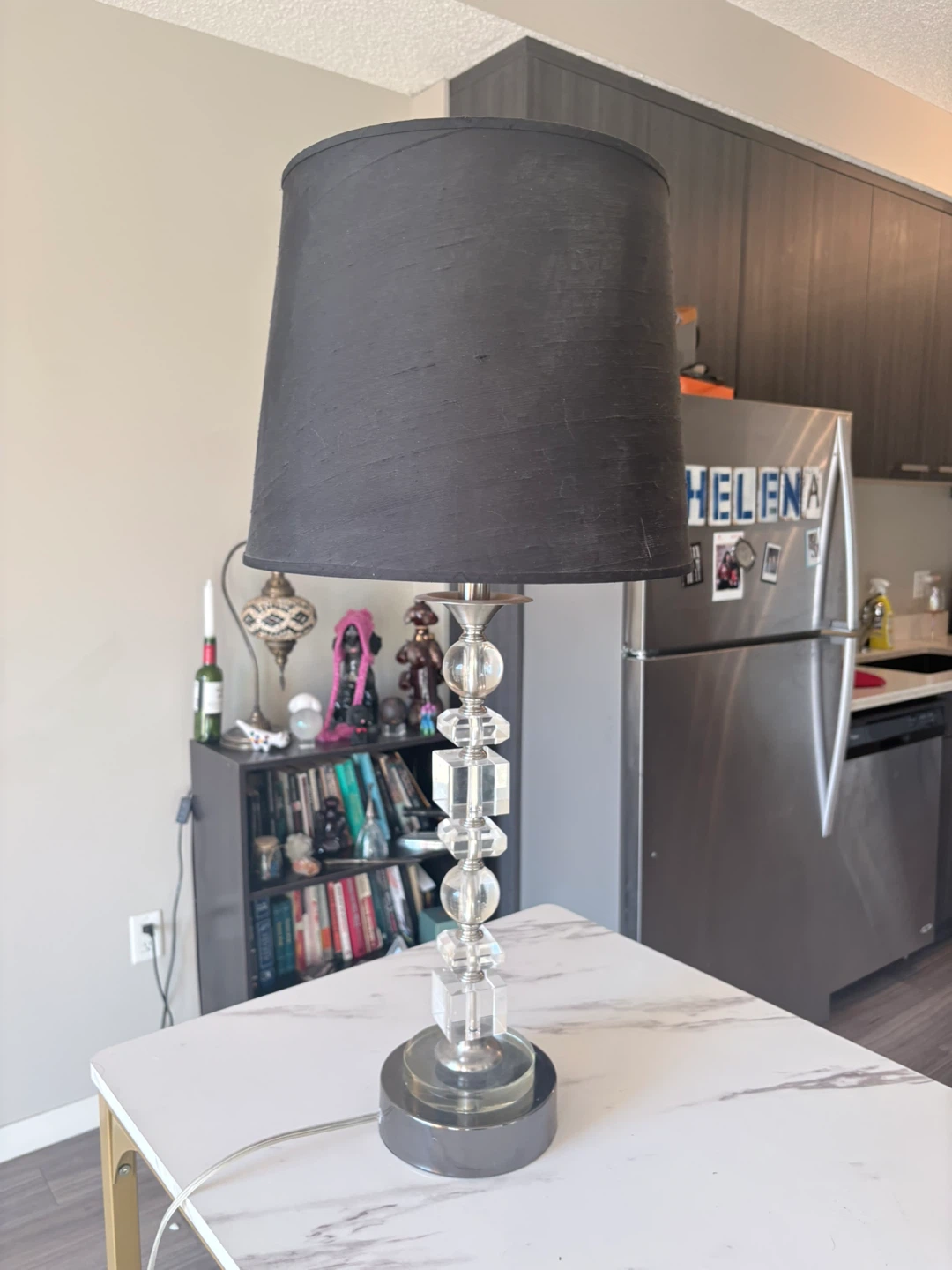Crystal Accent Table Lamp with Black Shade - photo 2