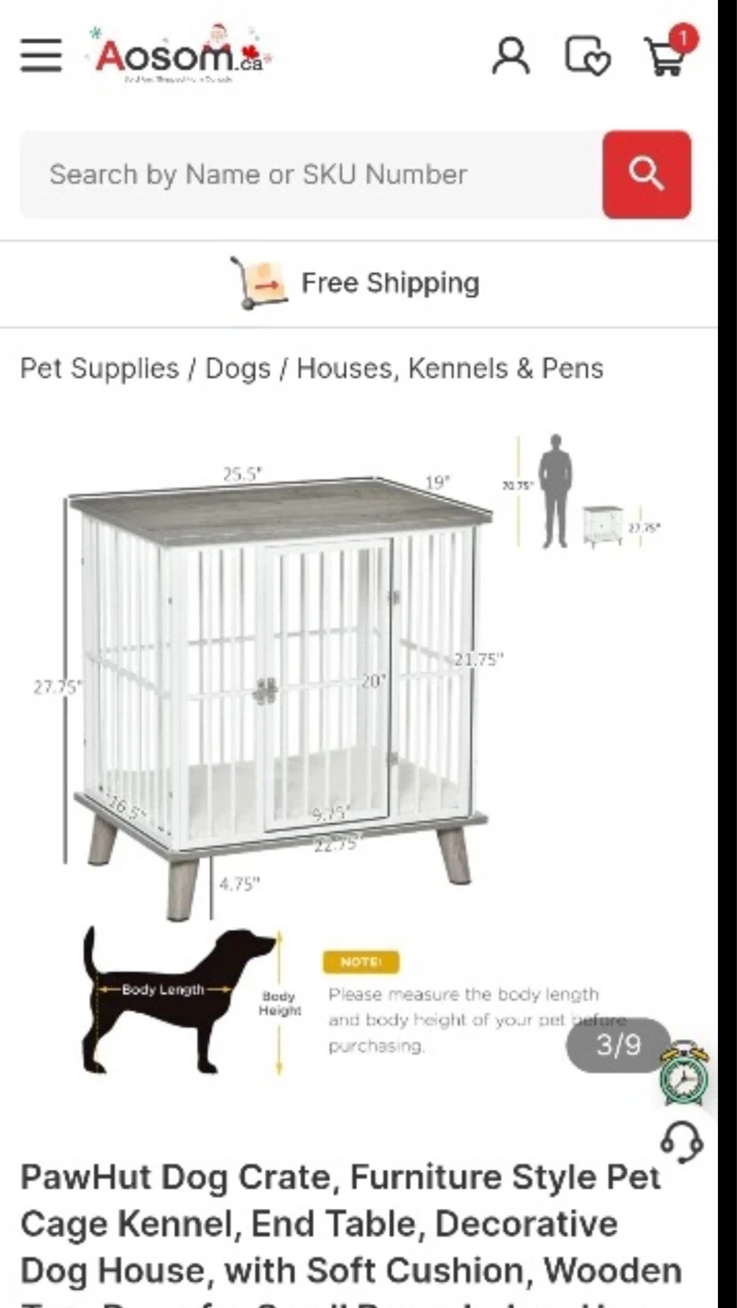 PawHut Dog Crate Furniture Style Pet Kennel - photo 3