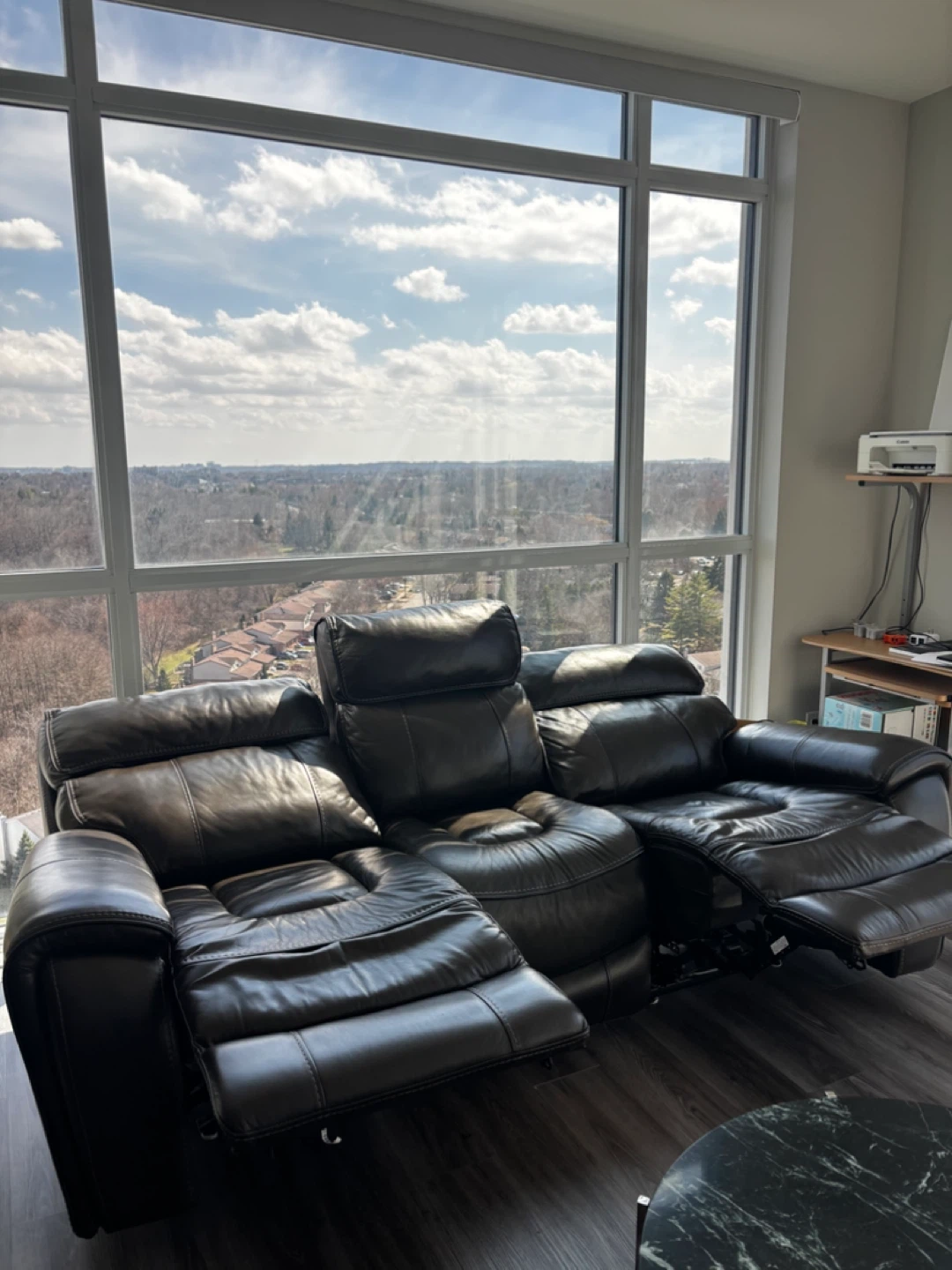 Like New Leather Power Reclining Sofa - photo 2