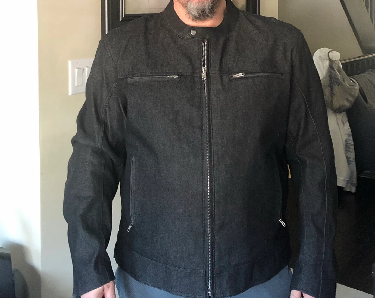 Men's Dark Wash Denim Motorcycle Jacket size 3xl
