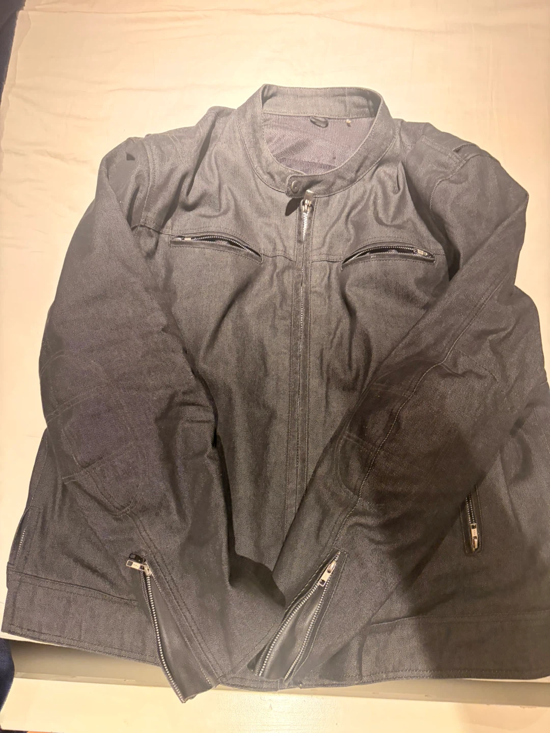 Men's Dark Wash Denim Motorcycle Jacket size 3xl - photo 2