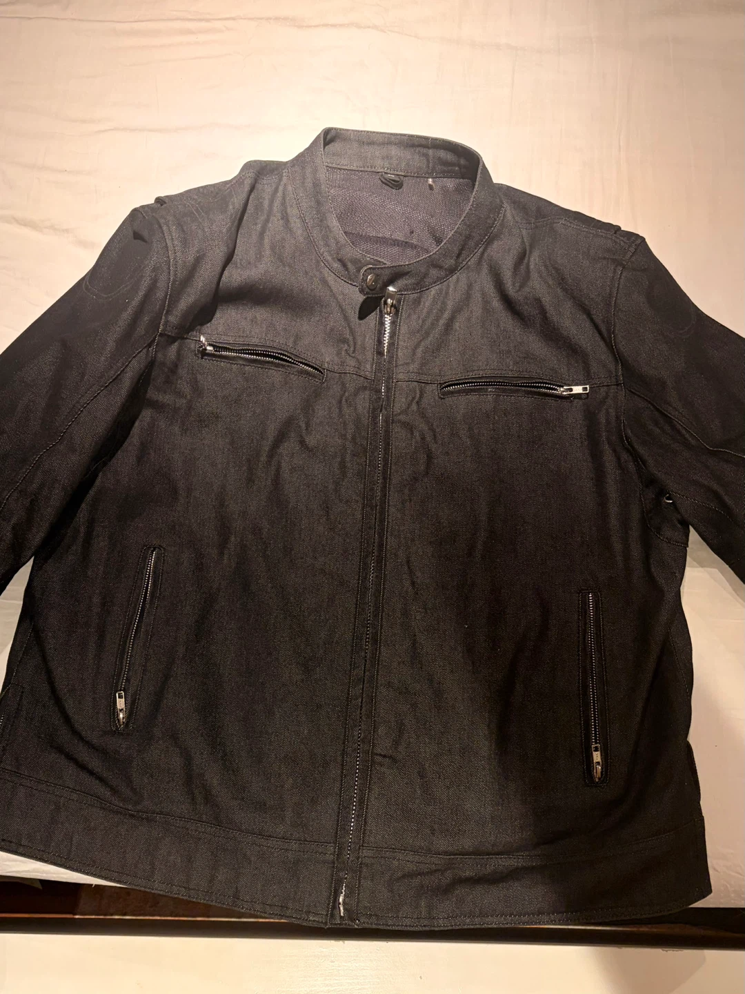 Men's Dark Wash Denim Motorcycle Jacket size 3xl - photo 3