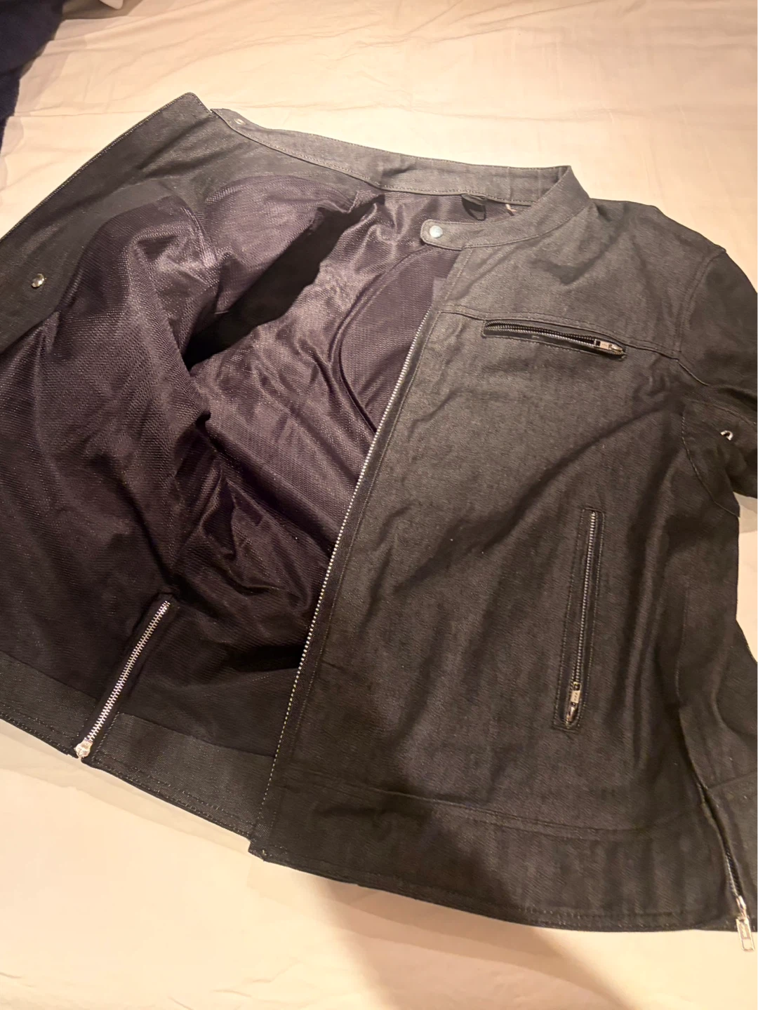 Men's Dark Wash Denim Motorcycle Jacket size 3xl - photo 5