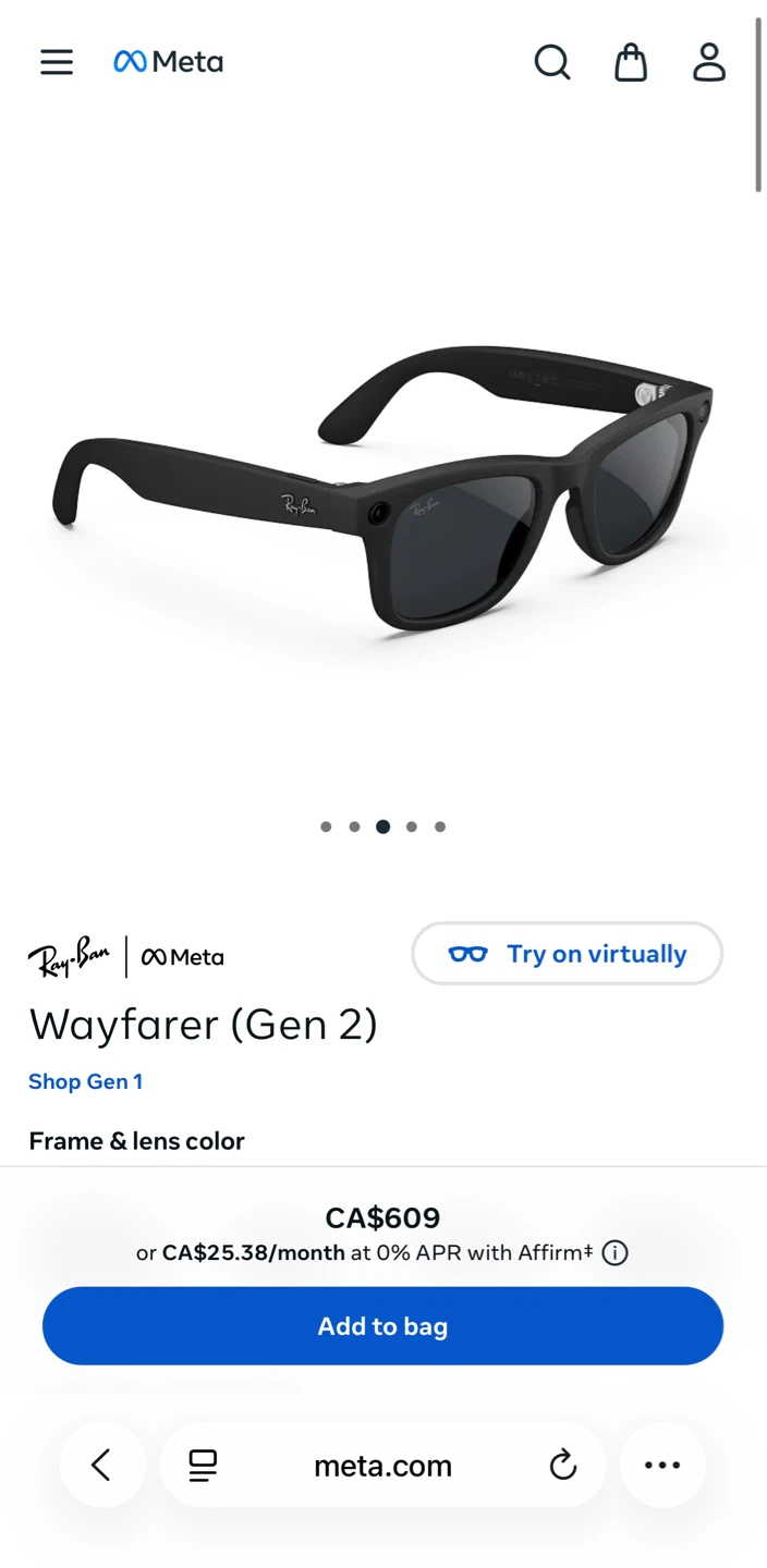 Ray-Ban Meta Wayfarer (Gen 2) Smart Glasses - Matte Black - photo 2