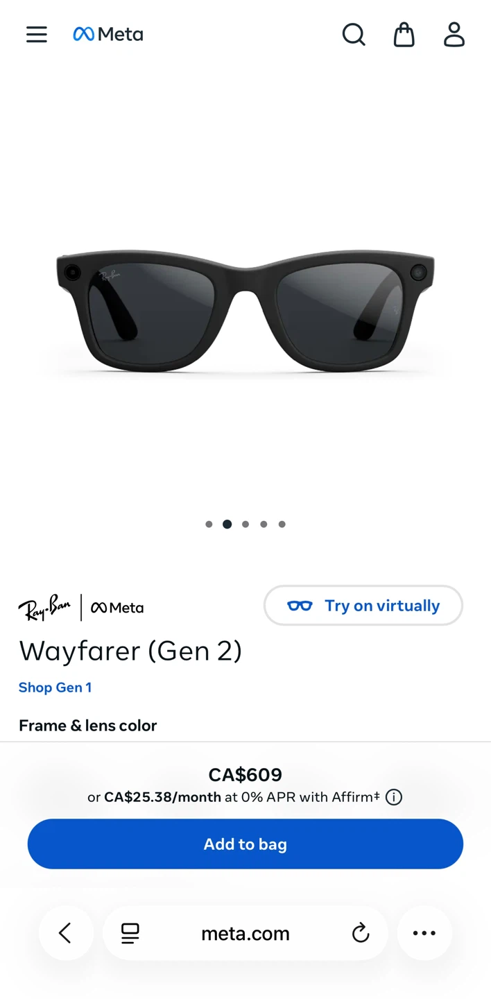 Ray-Ban Meta Wayfarer (Gen 2) Smart Glasses - Matte Black - photo 3