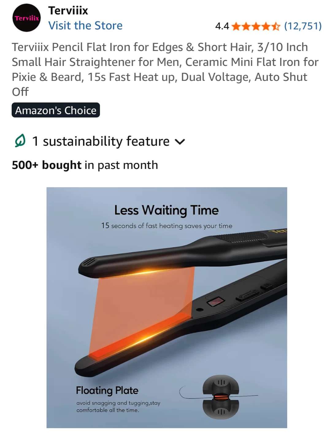 Terviliix 450°F Pencil Hair Straightener - photo 3