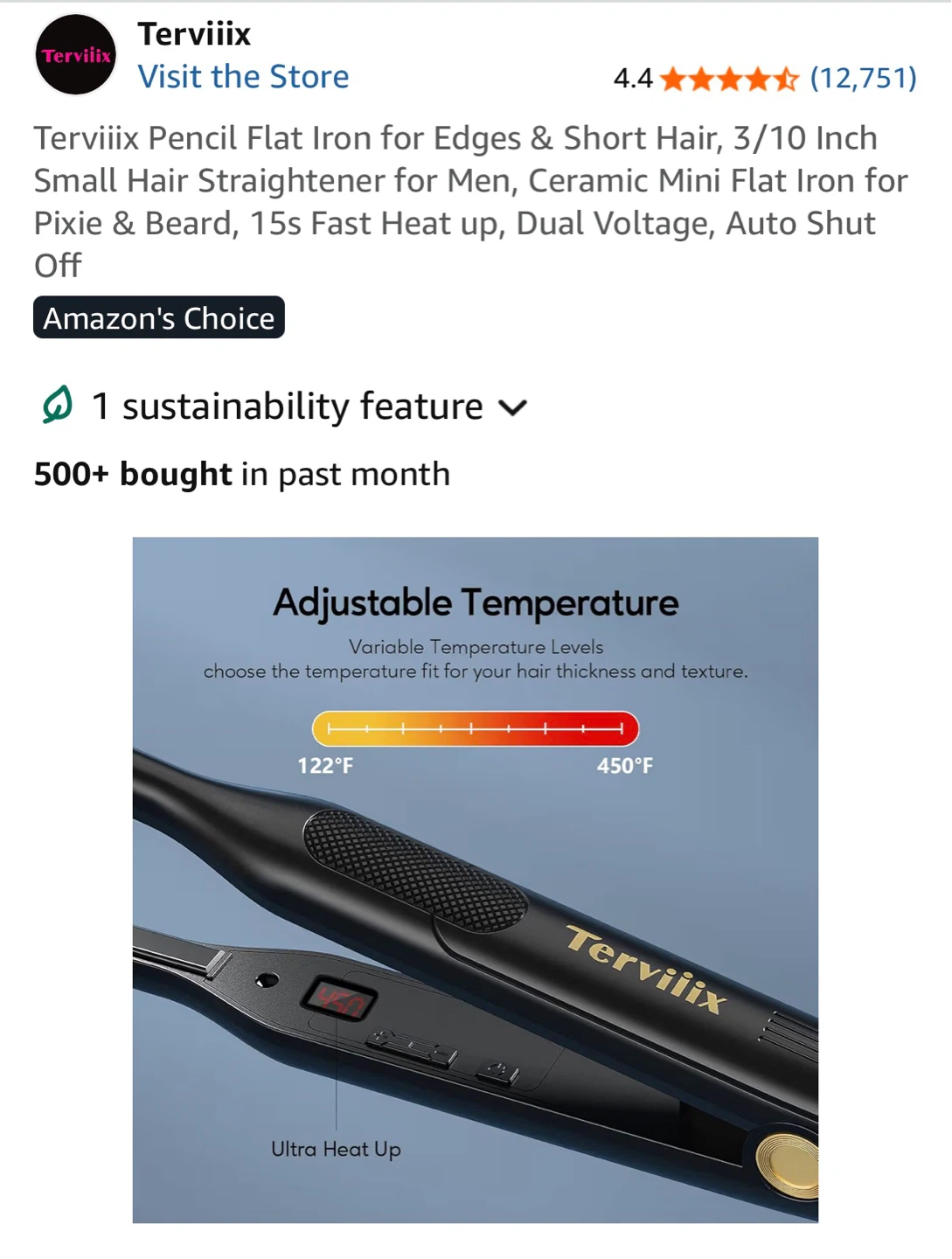 Terviliix 450°F Pencil Hair Straightener - photo 2