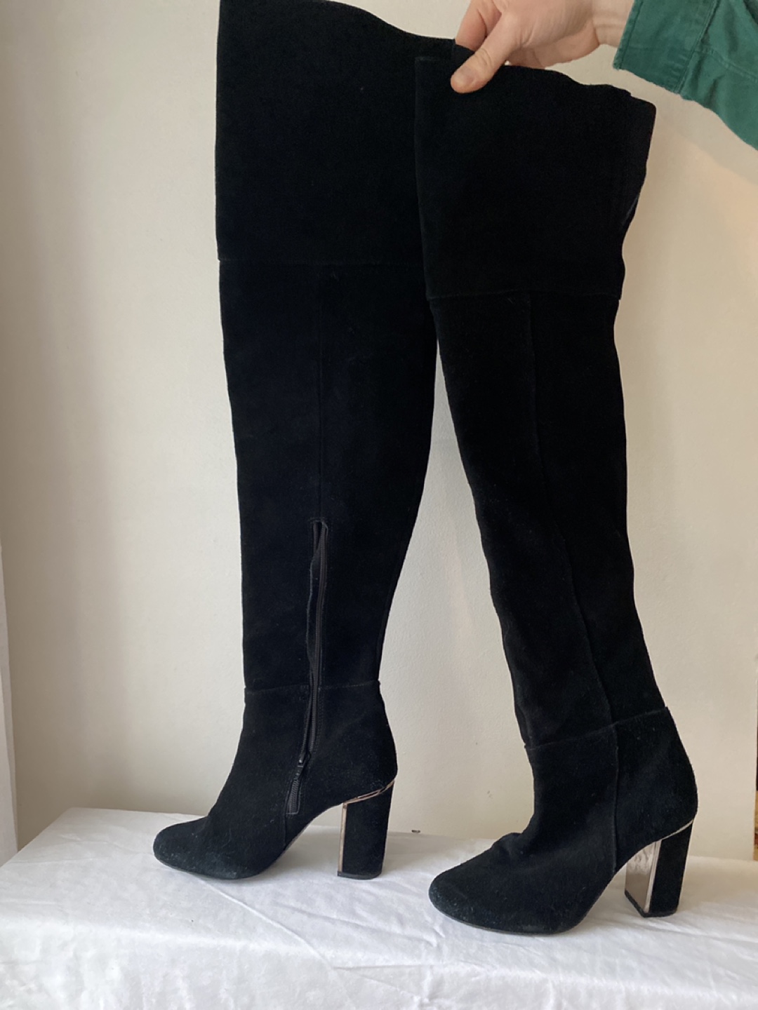 Thigh-high suede boots