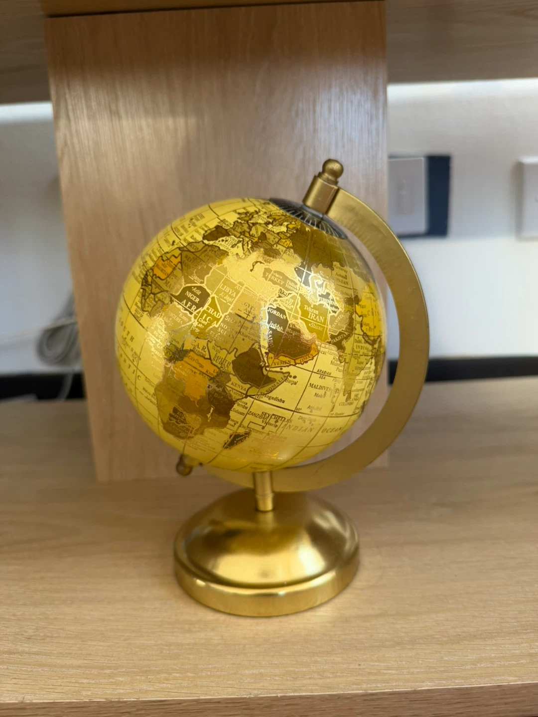 Yellow Decorative Globe with Gold Stand