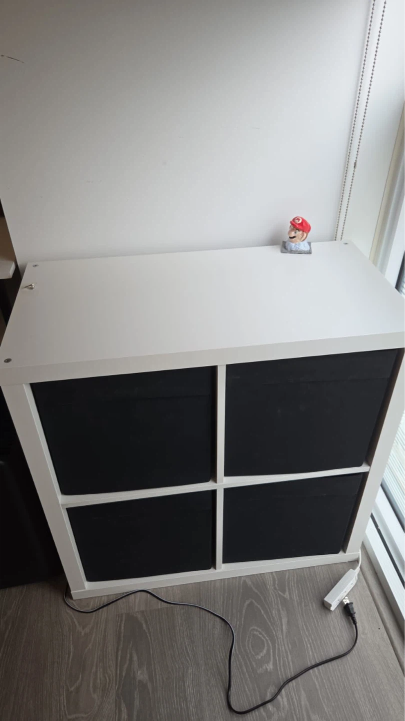 IKEA KALLAX shelf unit - 2x2 with 4 fabric bins