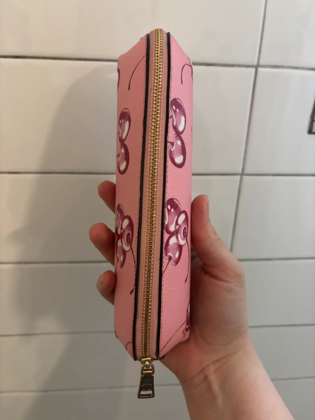 Coach Pink Cherry Print Pencil Case - photo 3