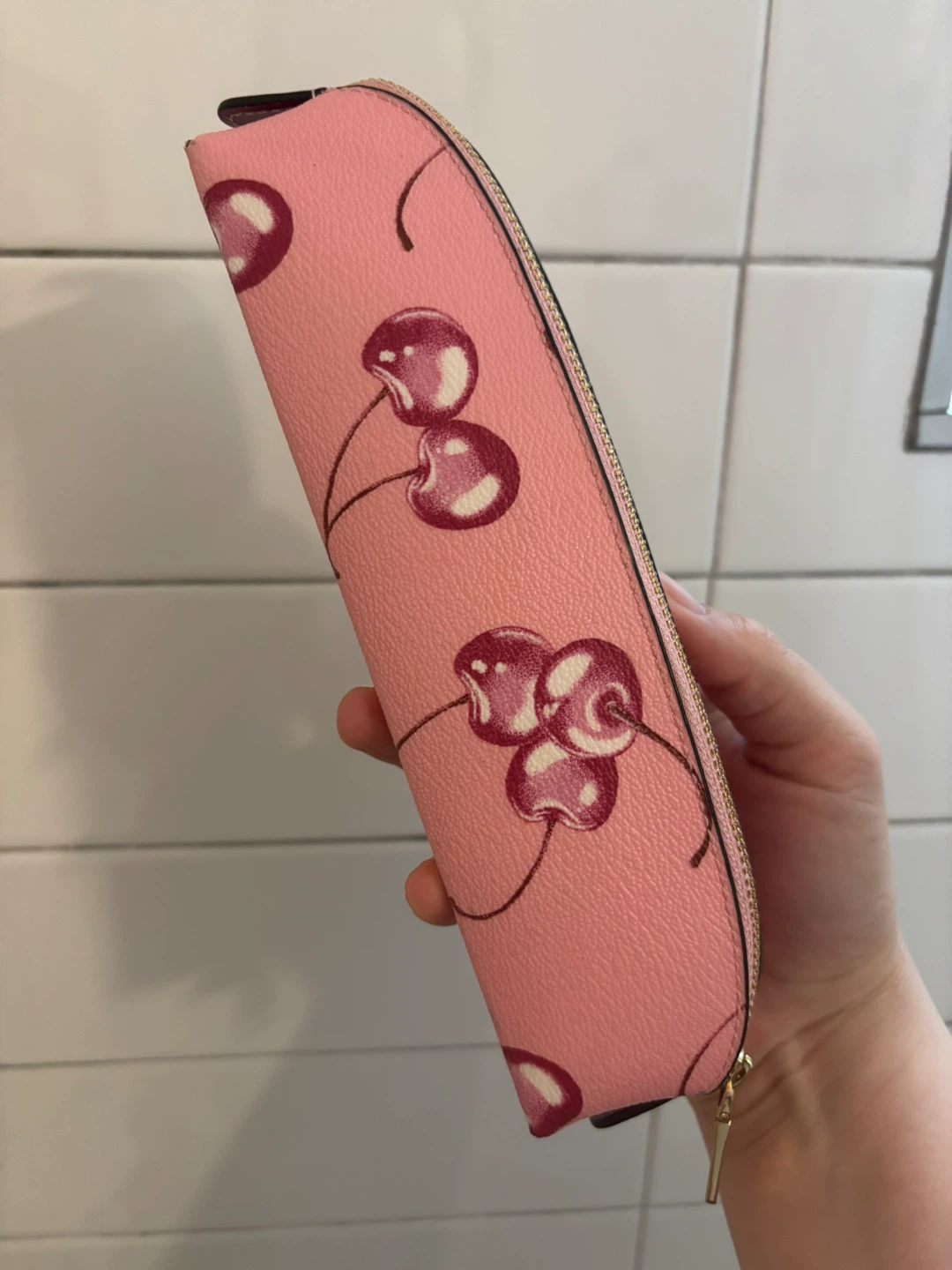 Coach Pink Cherry Print Pencil Case