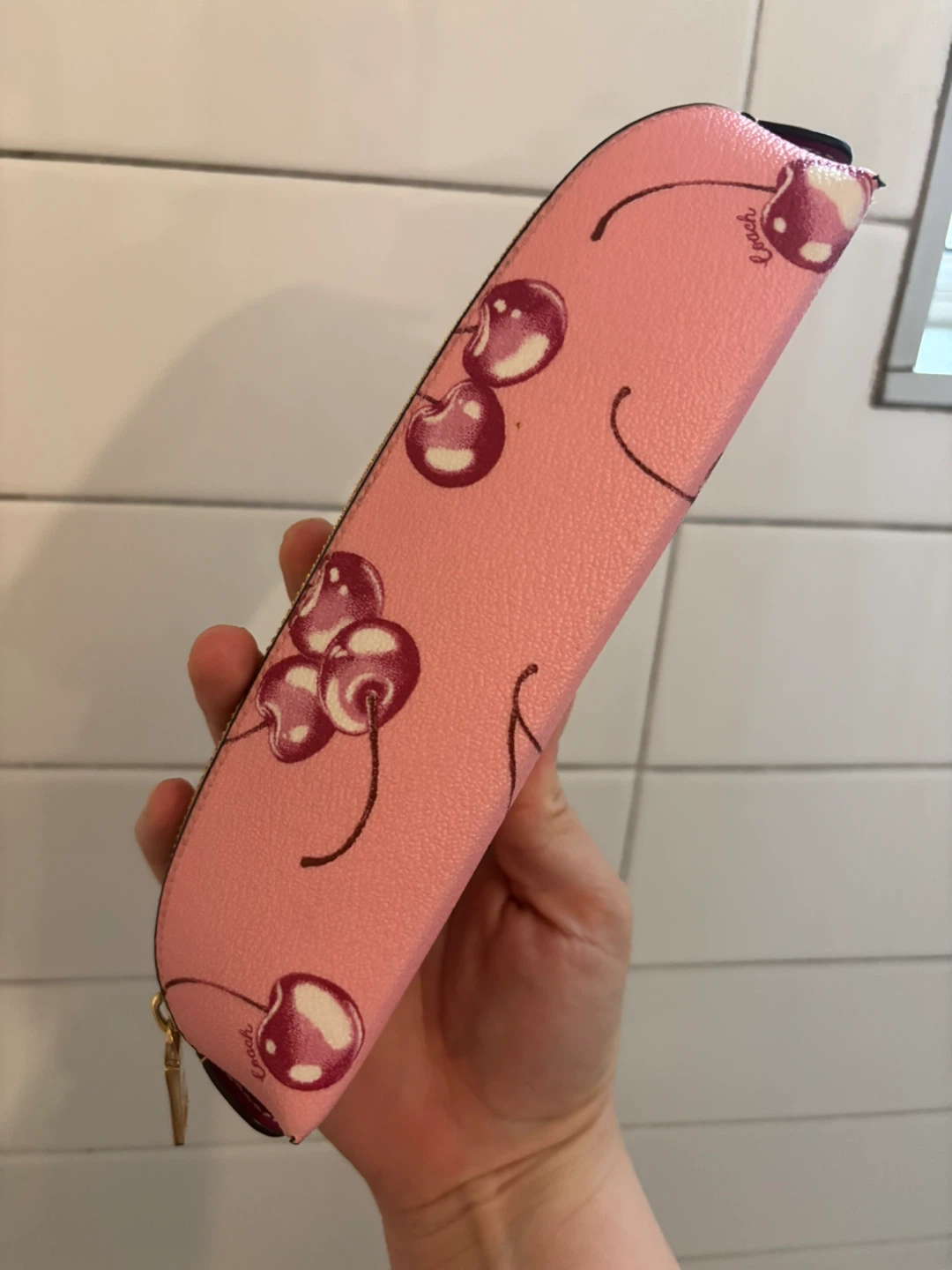 Coach Pink Cherry Print Pencil Case - photo 2