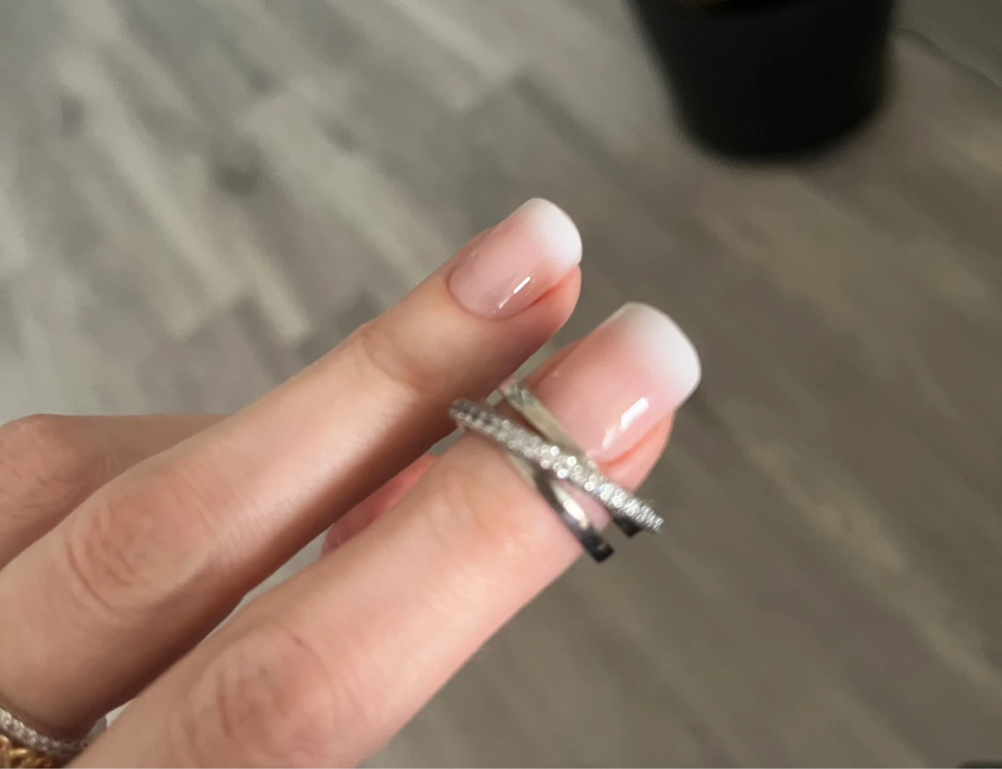 Silver criss-cross ring with stones Pandora