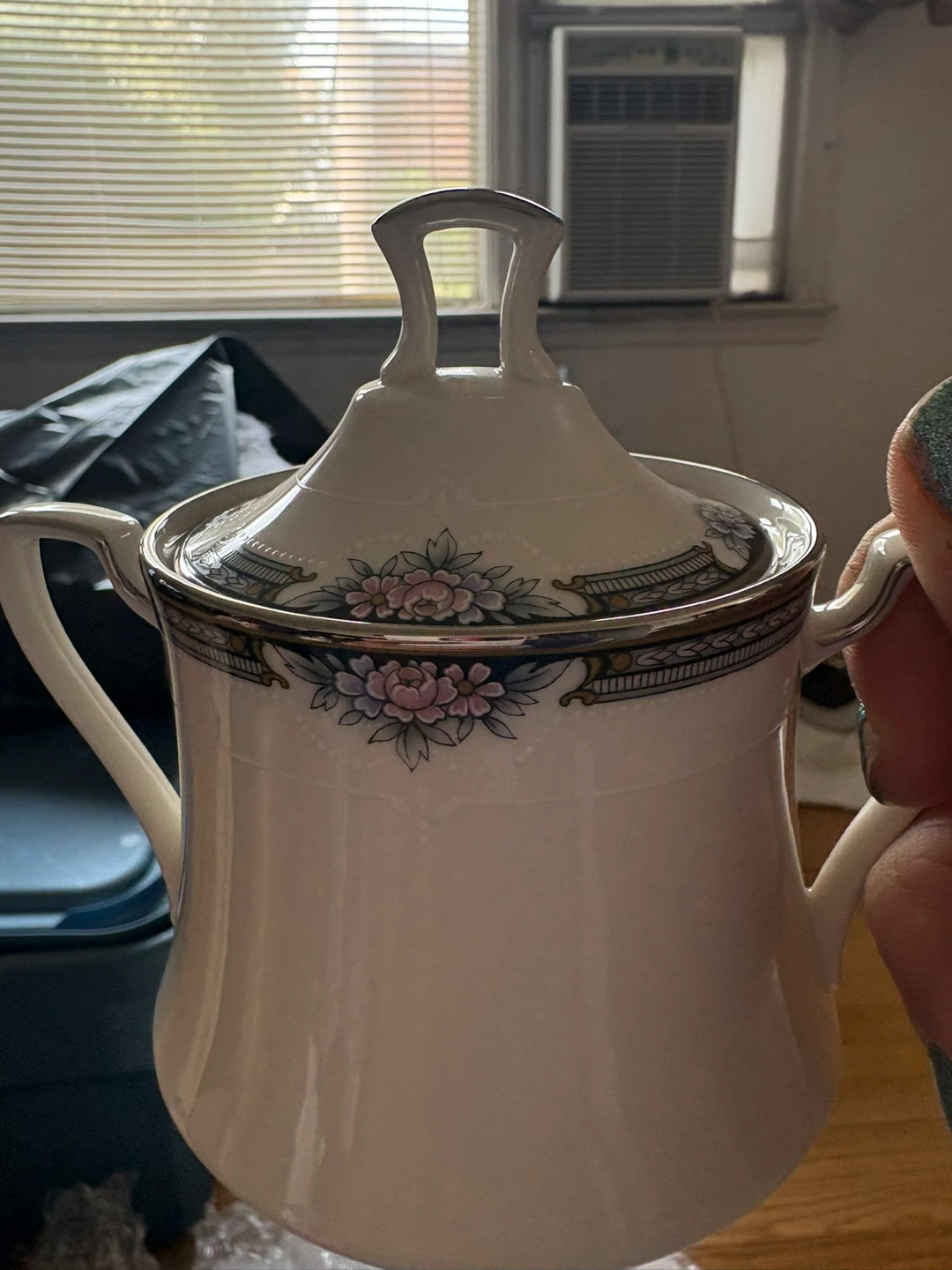 Vintage China Plate, Sugar Bowl, and Glass Set - photo 3