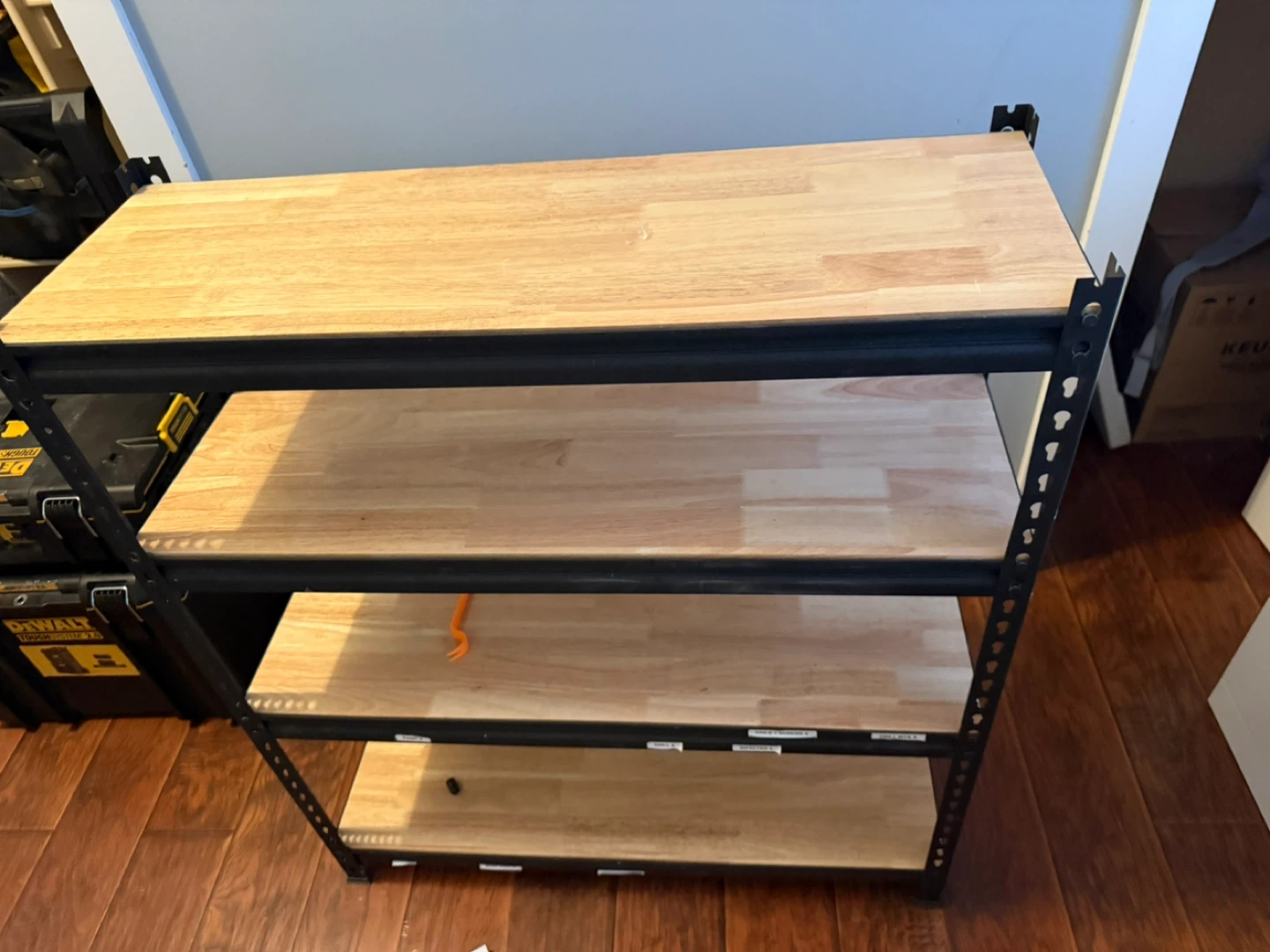 3-Tier Metal Shelf Unit with Wood Shelves - photo 3