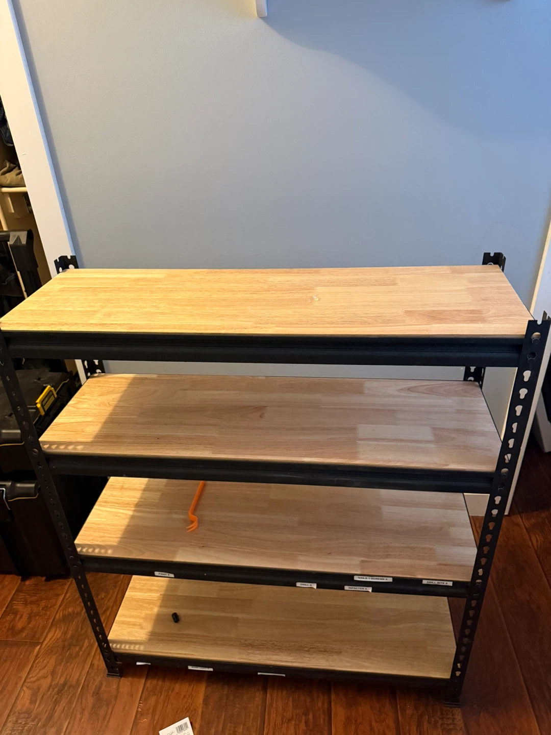 3-Tier Metal Shelf Unit with Wood Shelves