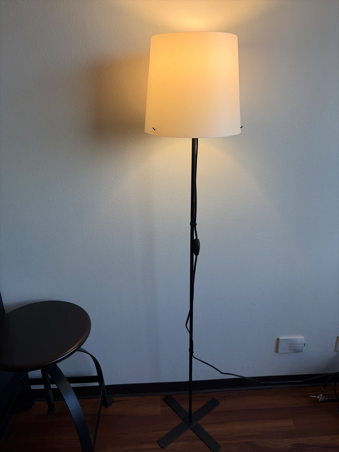 2 IKEA Black Floor Lamps with White Drum Shade - photo 2